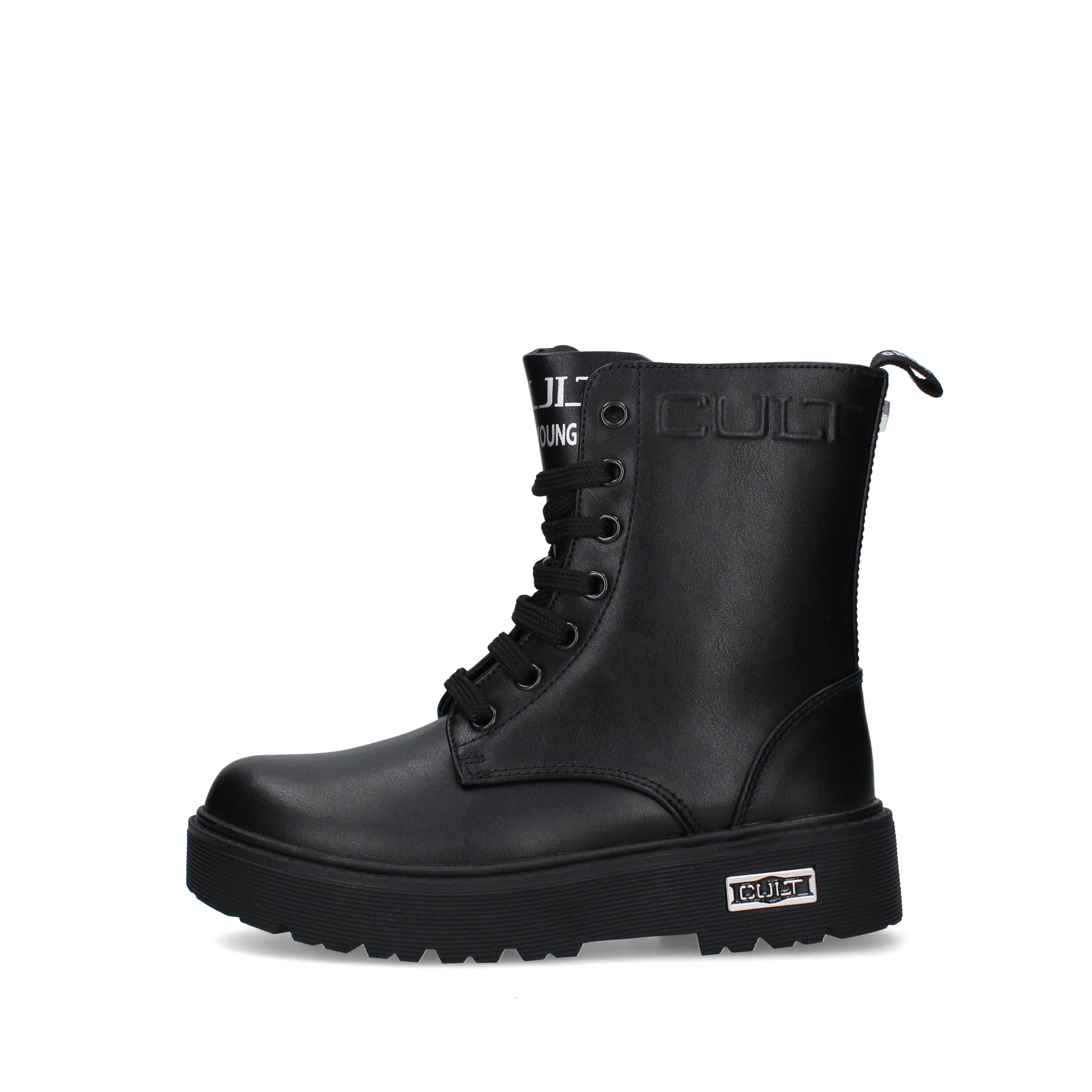 ANFIBI CON LACCI E SUOLA PLATFORM BAMBINA NERO