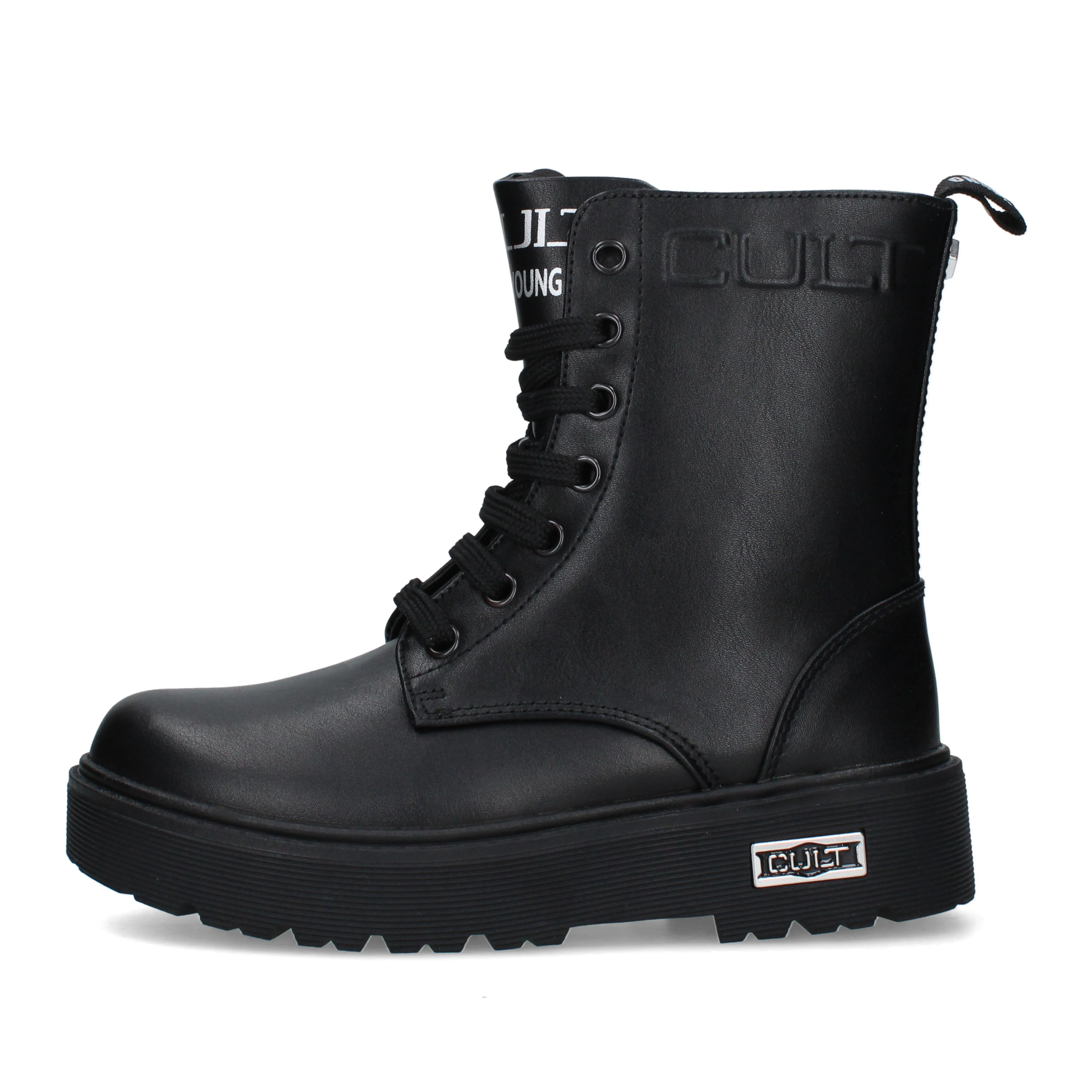 ANFIBI CON LACCI E SUOLA PLATFORM DONNA NERO