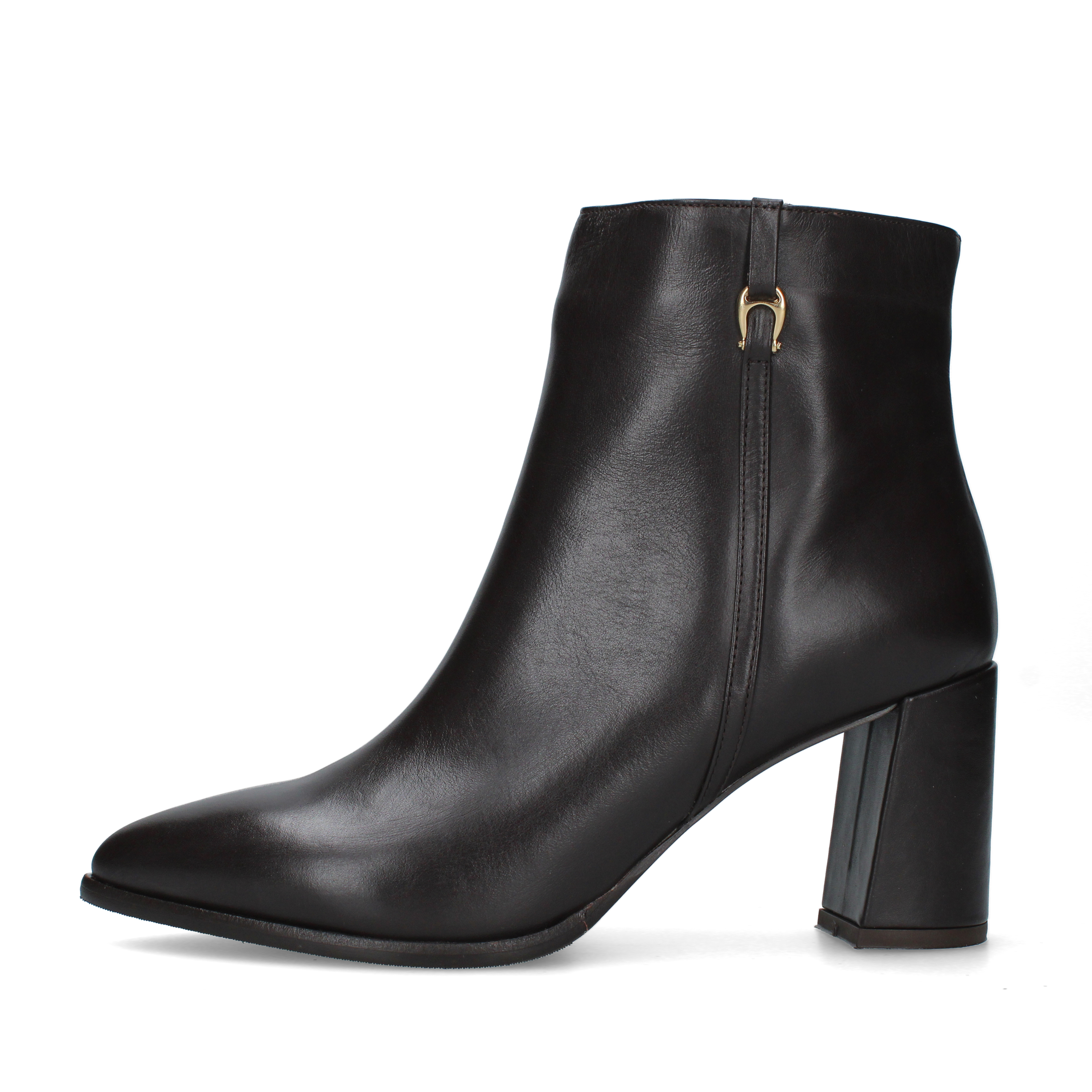 STIVALETTI TACCO ALTO CON DETTAGLIO METALLICO DONNA MARRONE
