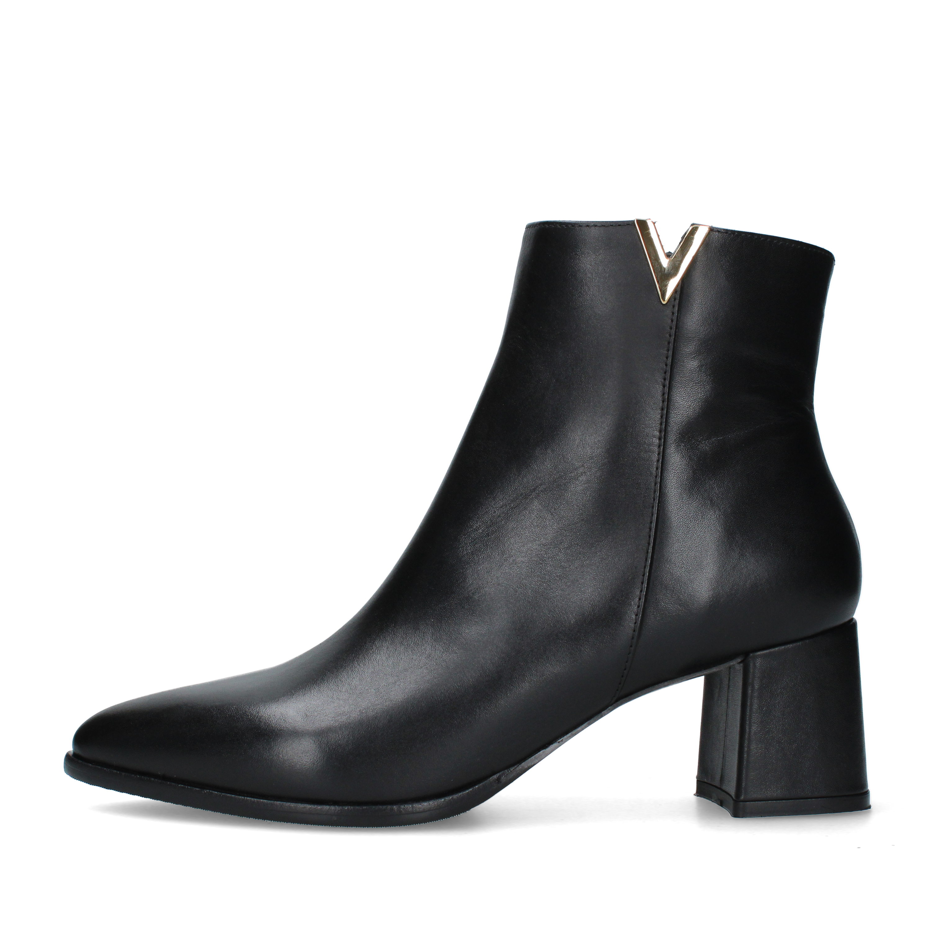 STIVALETTI TACCO ALTO IN PELLE CON DETTAGLIO METALLICO DONNA NERO