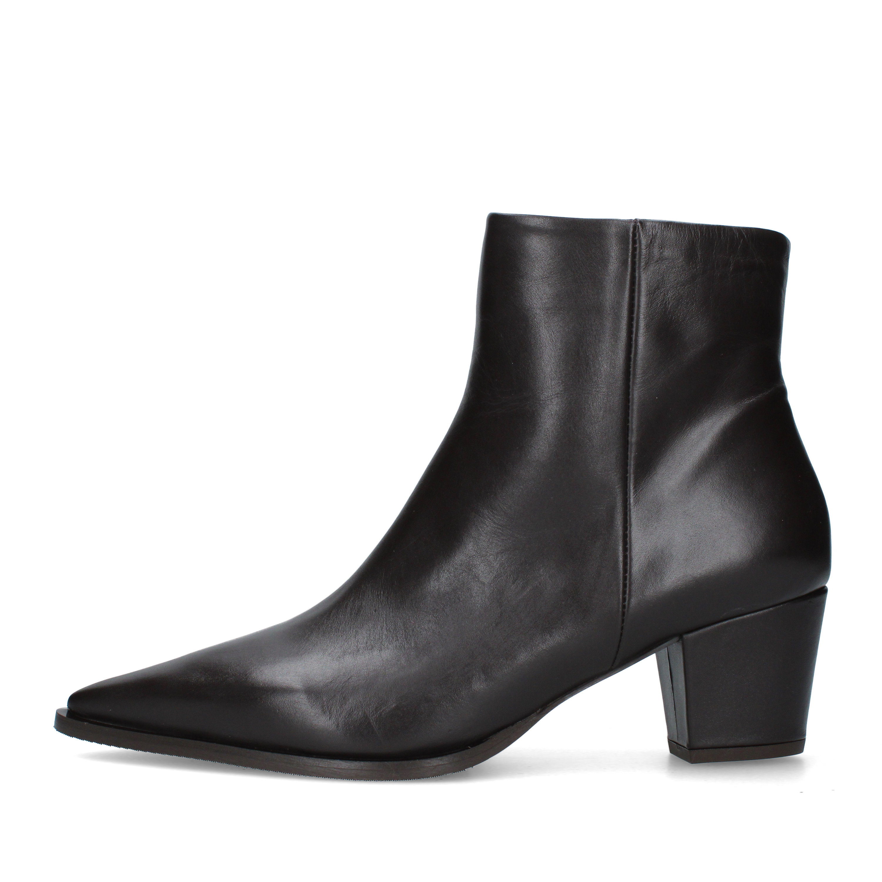 STIVALETTI TACCO ALTO IN PELLE CON PUNTA ALLUNGATA DONNA MARRONE