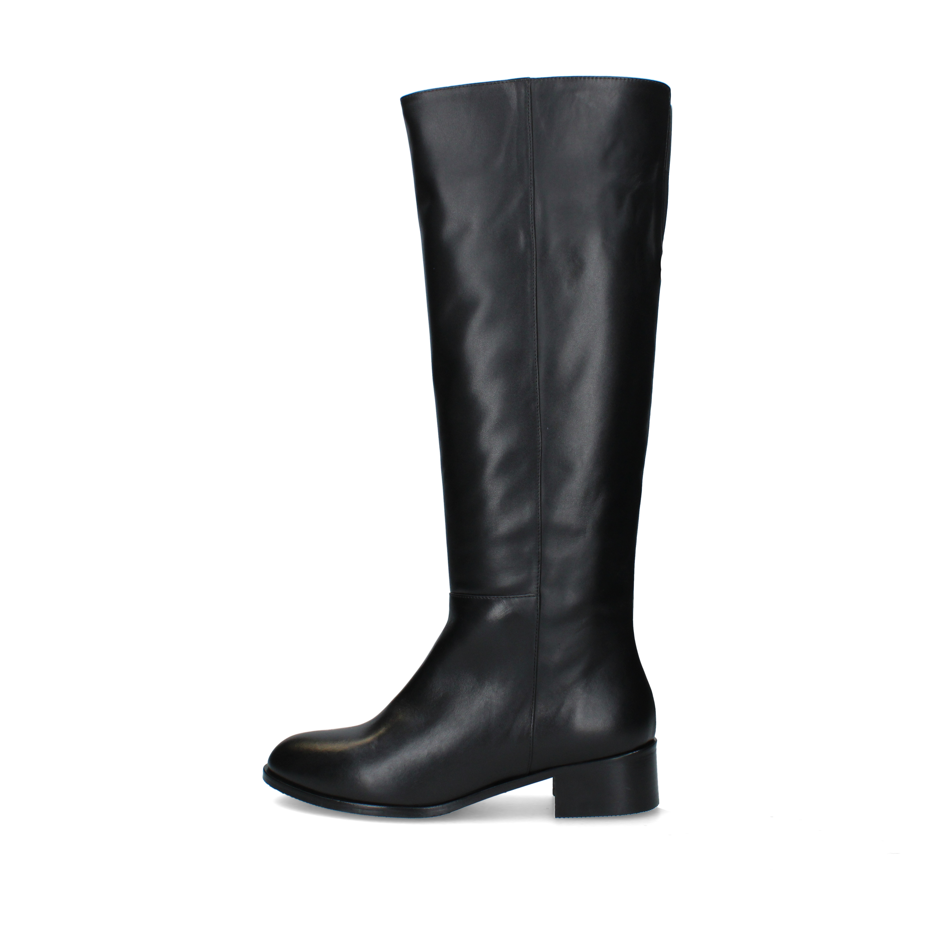 STIVALI TACCO BASSO IN PELLE CON INSERTO ELASTICO DONNA NERO