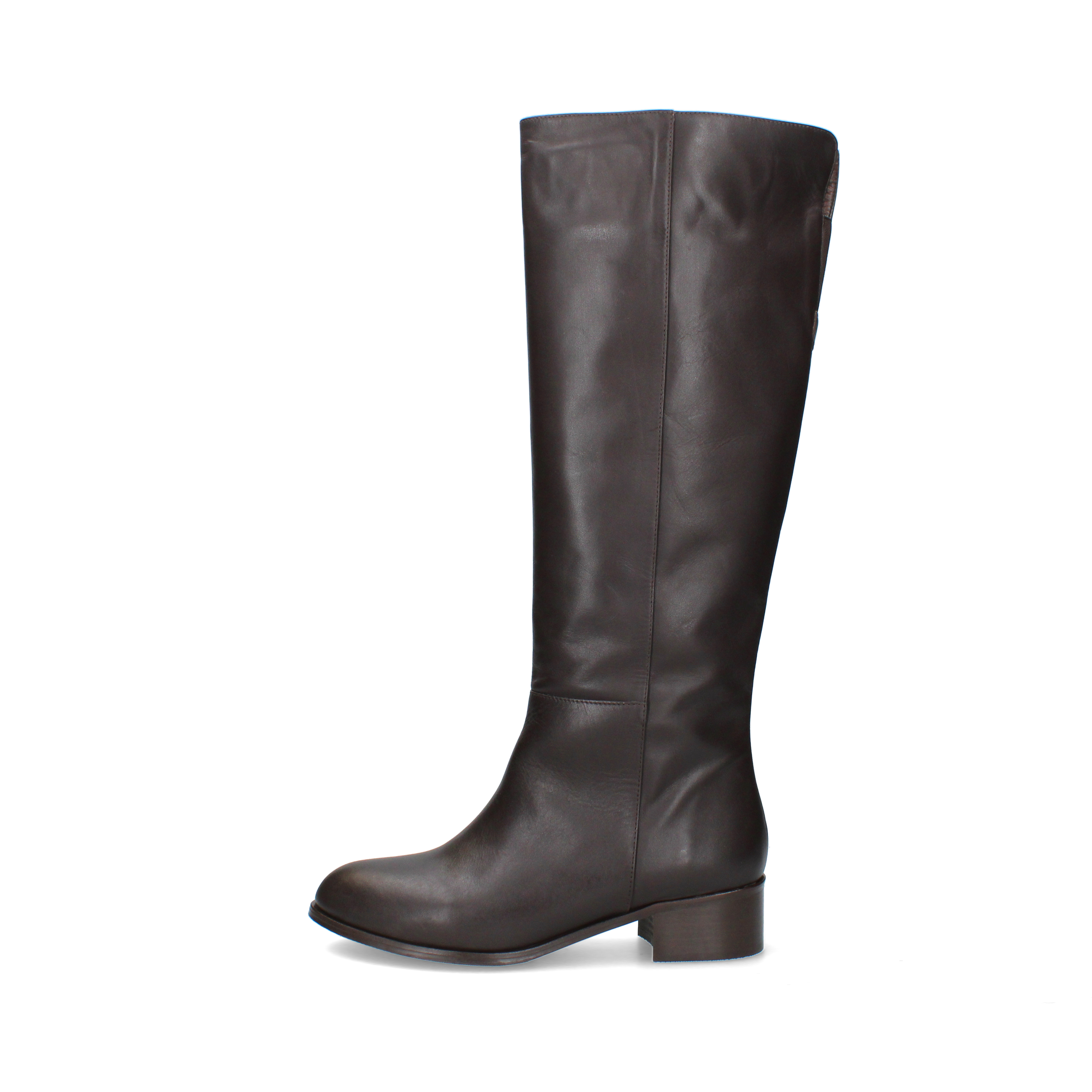 STIVALI TACCO BASSO IN PELLE CON INSERTO ELASTICO DONNA MARRONE