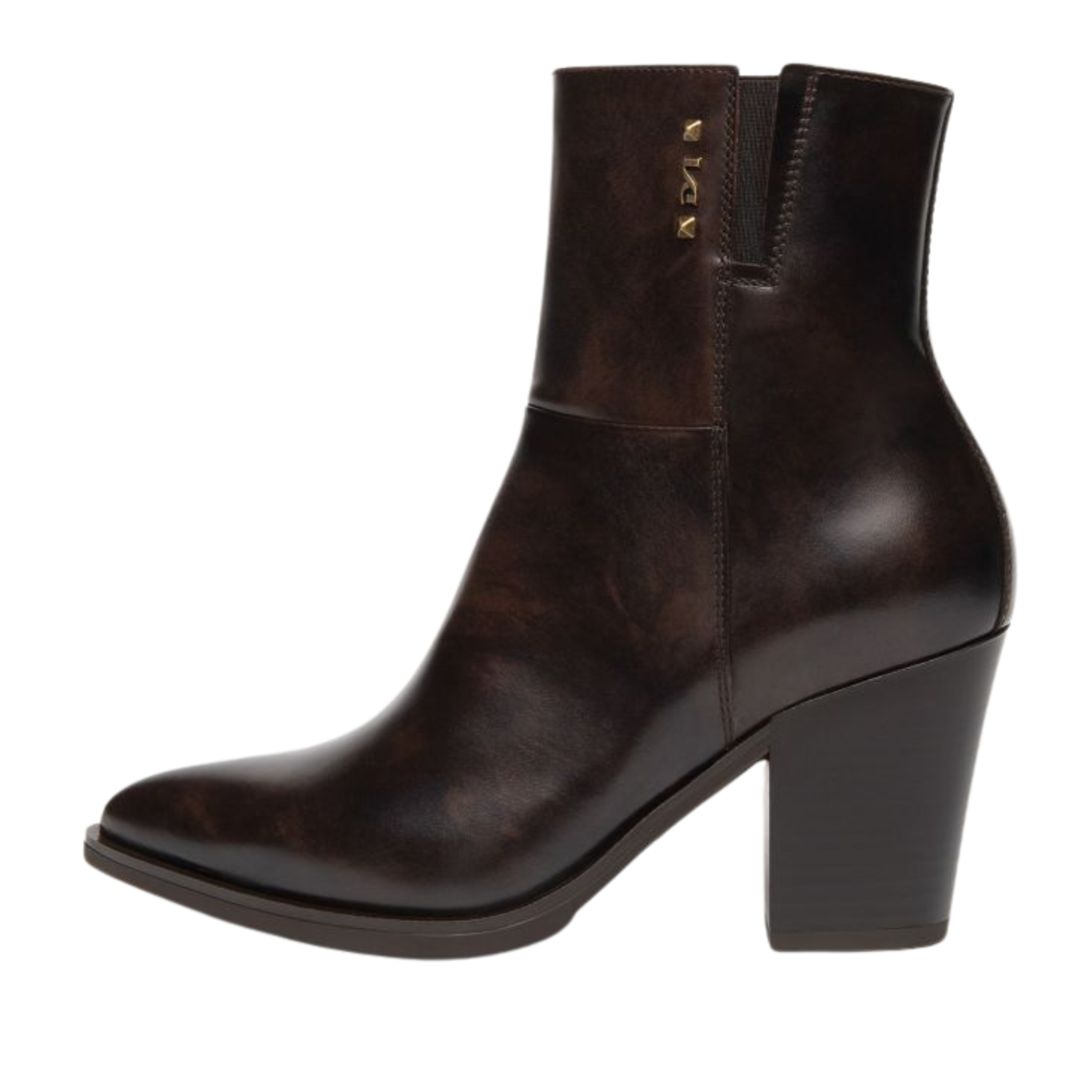 STIVALETTI TACCO ALTO TEXANI CON ZIP DONNA MARRONE