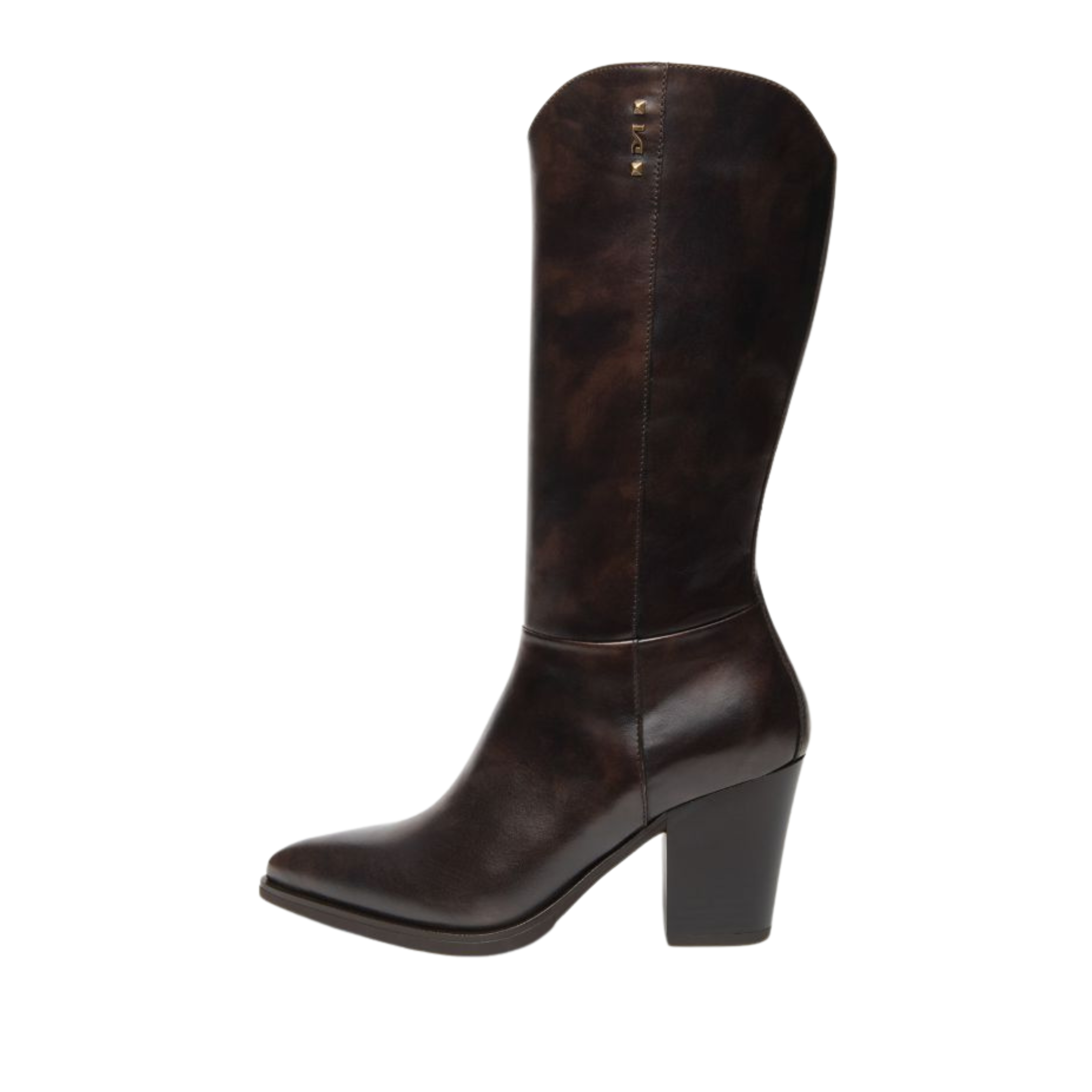STIVALI TACCO ALTO TEXANI CON ZIP DONNA MARRONE