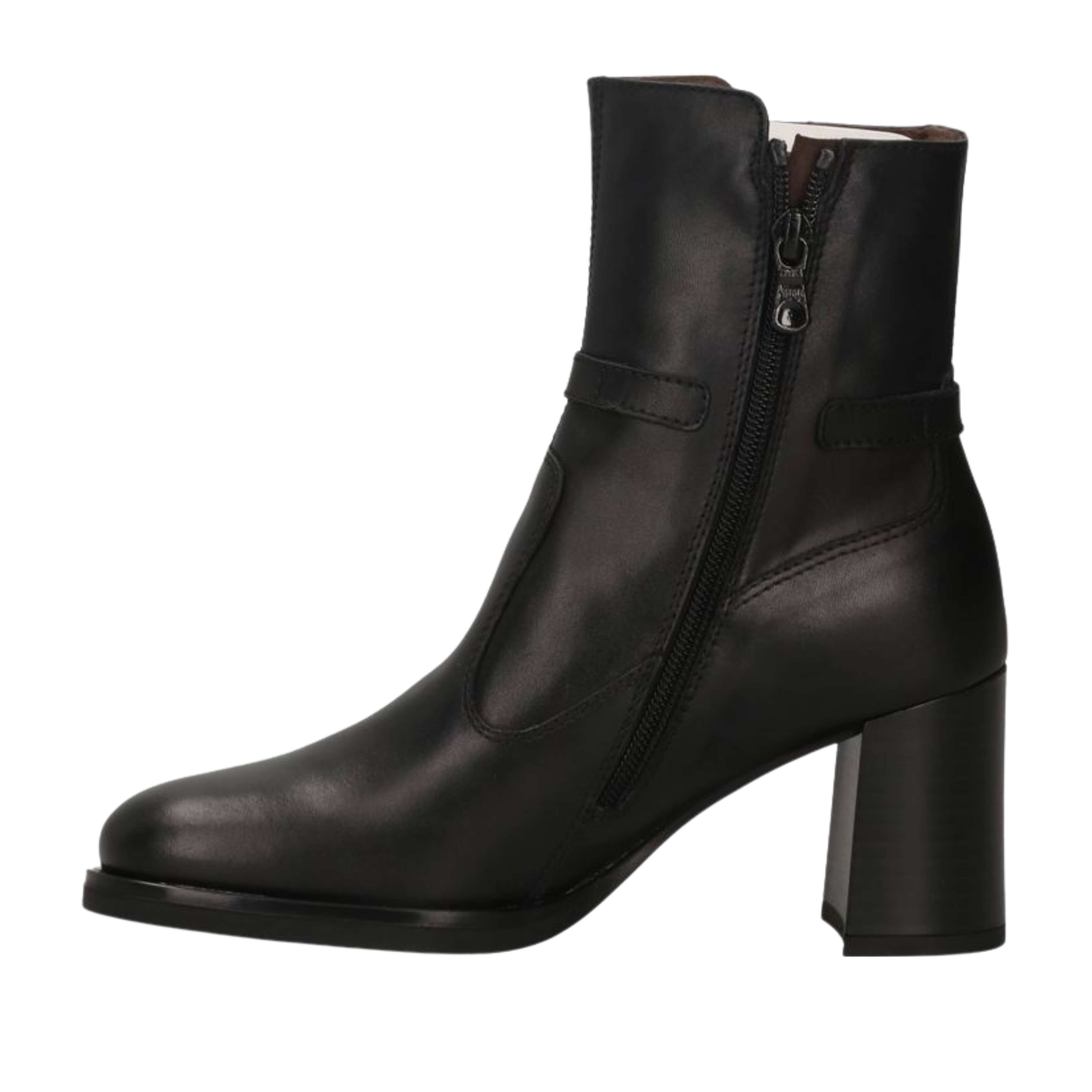 STIVALETTI TACCO ALTO CON ZIP LATERALE IN PELLE DONNA NERA