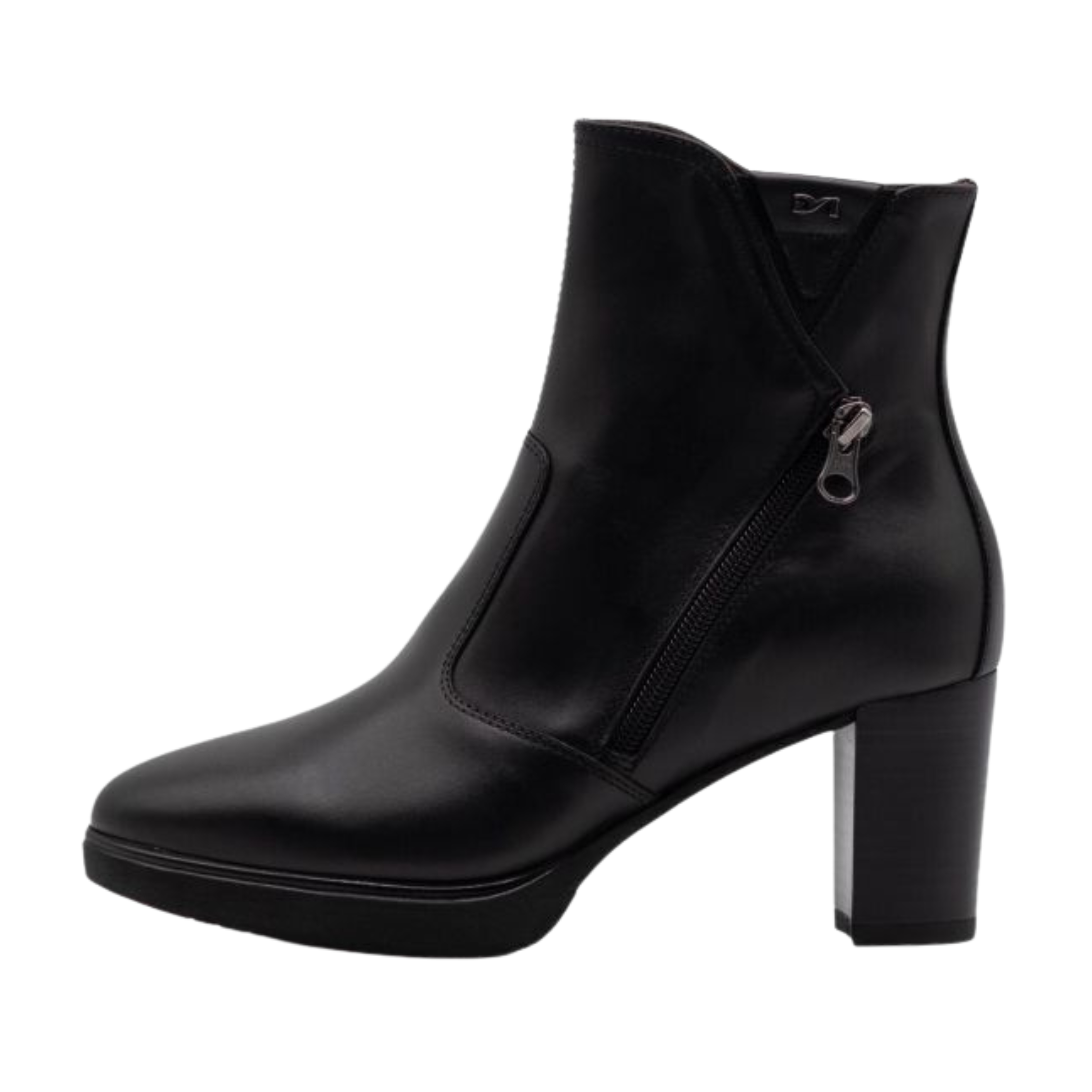 STIVALETTI TACCO ALTO CON PLATEAU IN PELLE DONNA NERO
