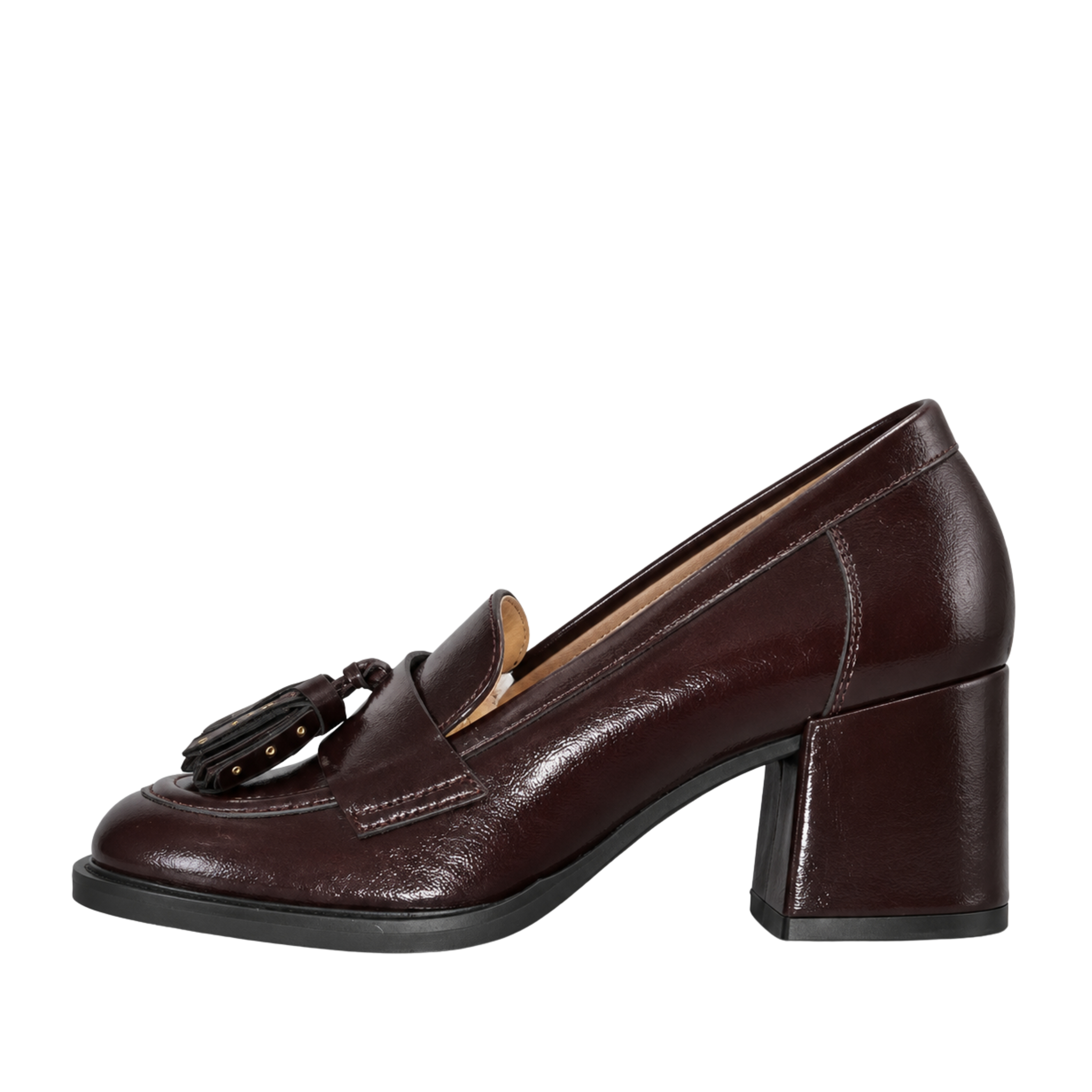 MOCASSINO CON TACCO E NAPPINE DONNA MARRONE