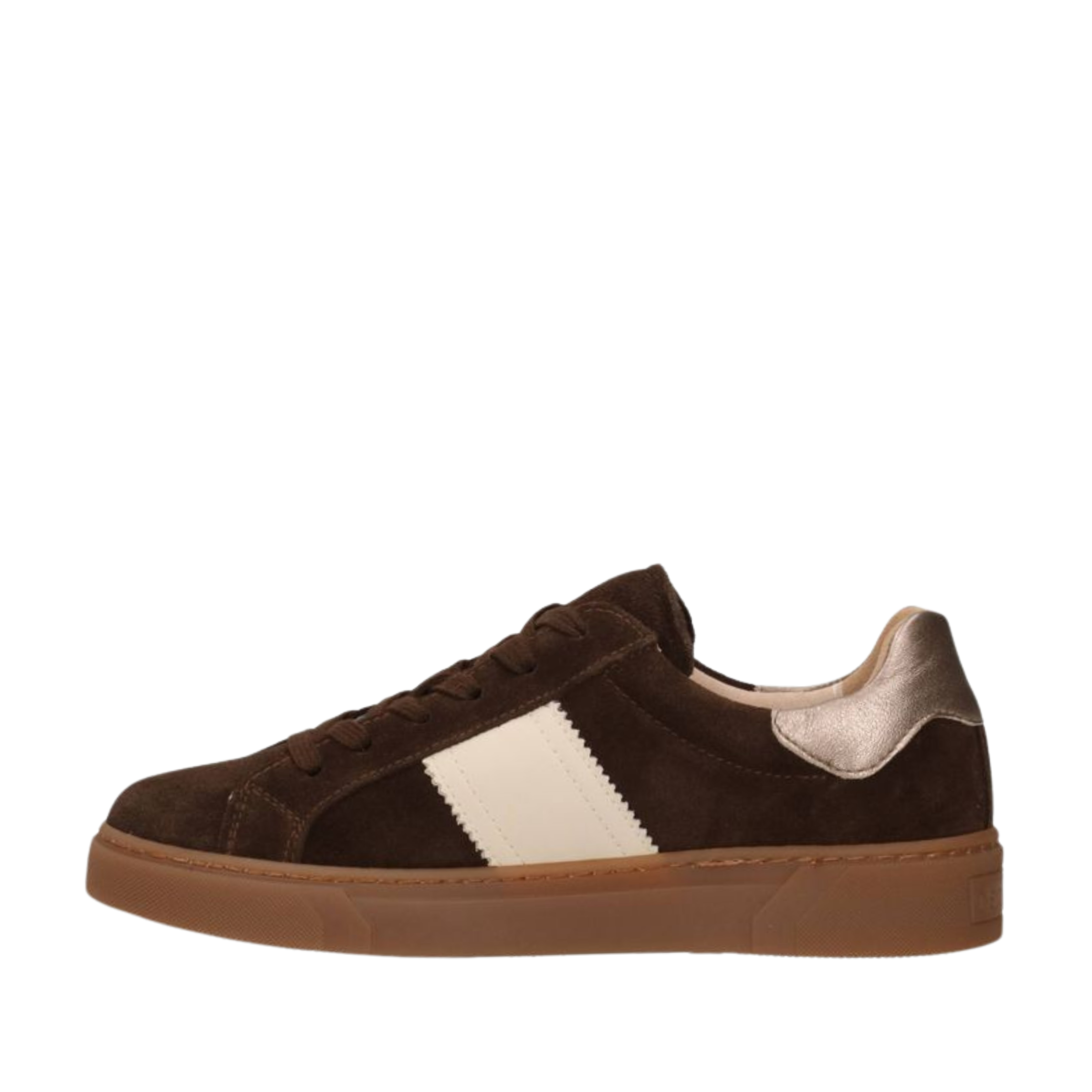 SNEAKERS BASSE IN CAMOSCIO CON BANDA LATERALE DONNA TESTA DI MORO