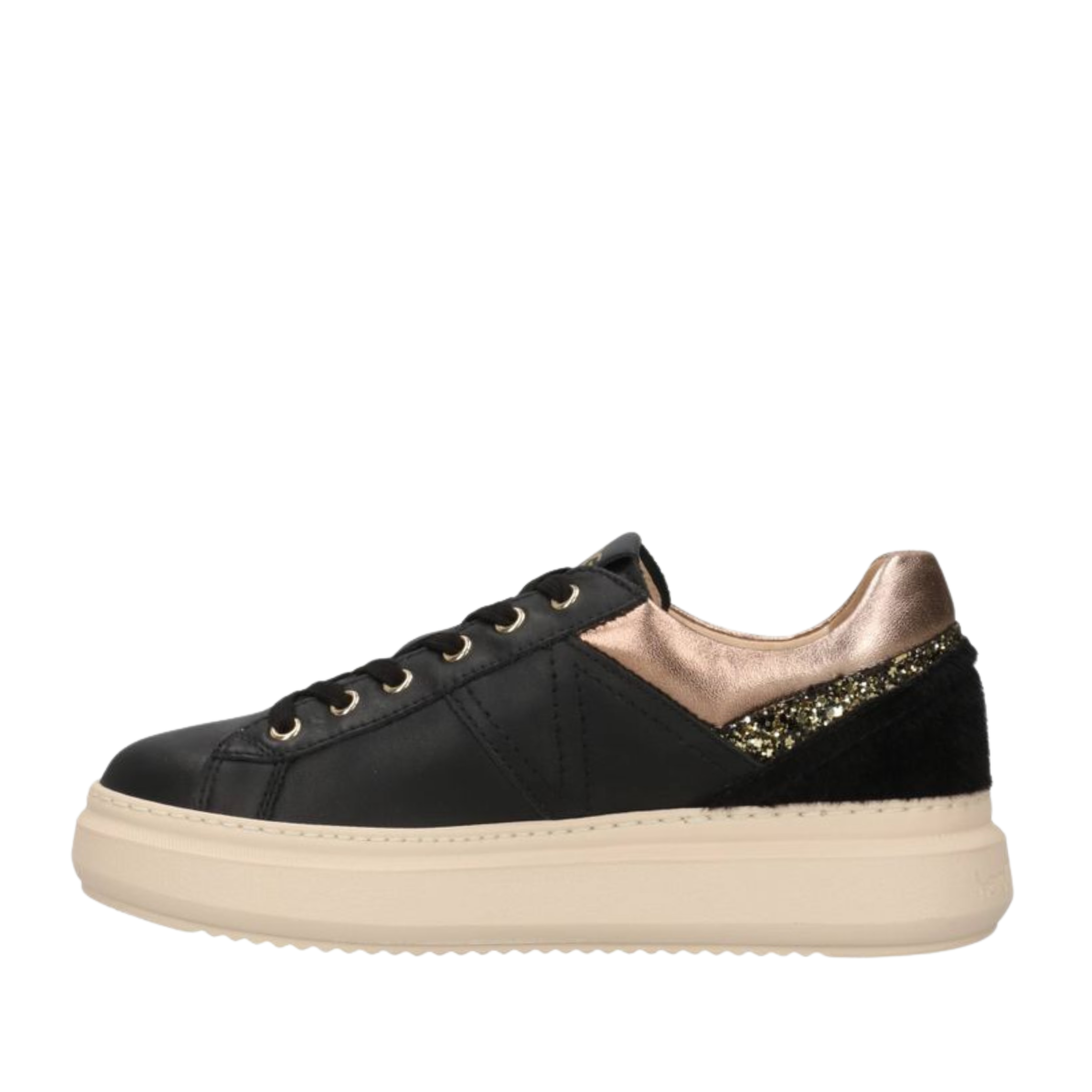 SNEAKERS PLATFORM CON DETTAGLI DORATI DONNA NERO