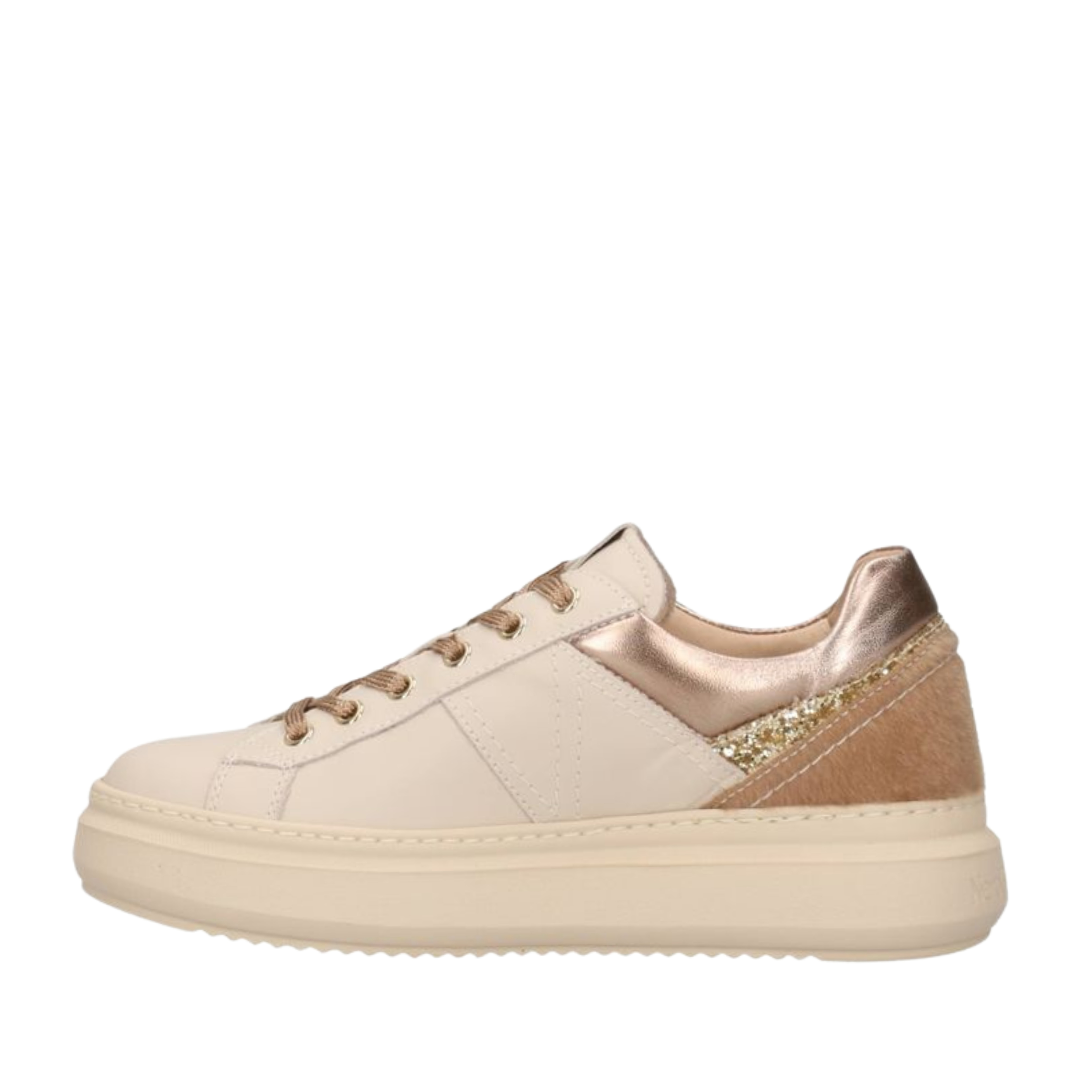 SNEAKERS PLATFORM CON DETTAGLI DORATI DONNA AVORIO