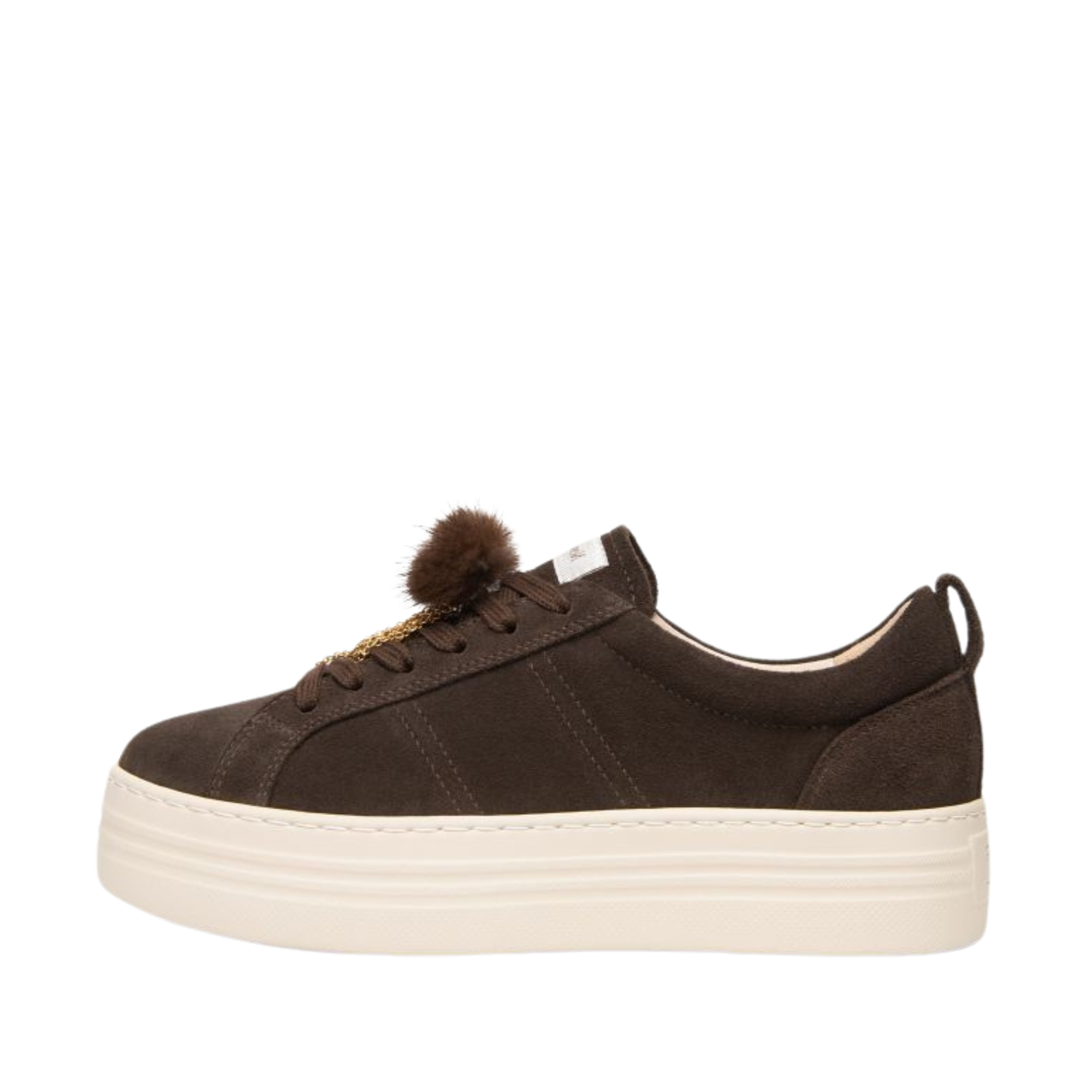 SNEAKERS PLATFORM IN SUEDE CON PON-PON DONNA MARRONE
