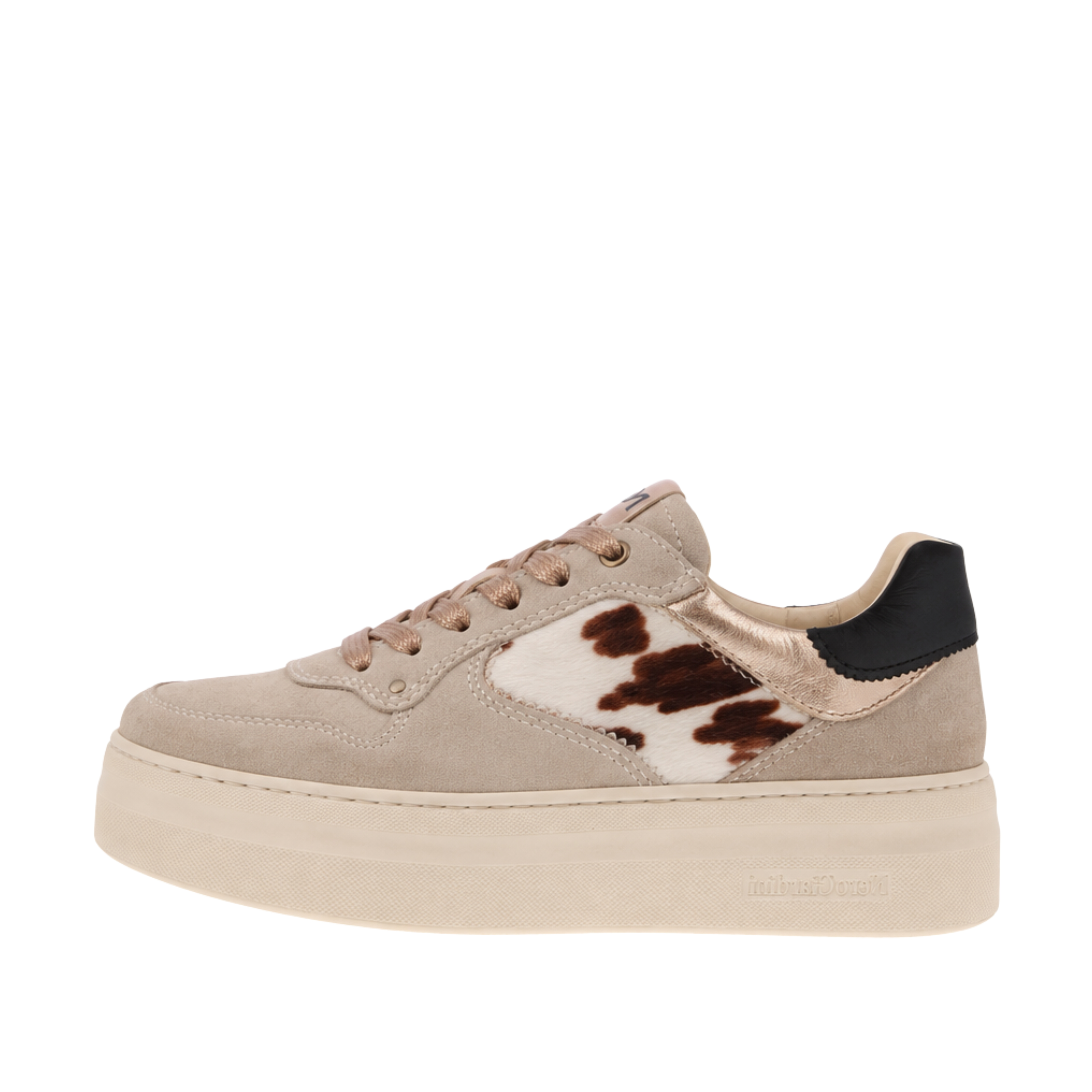 SNEAKERS PLATFORM IN CAMOSCIO E CAVALLINO DONNA BEIGE