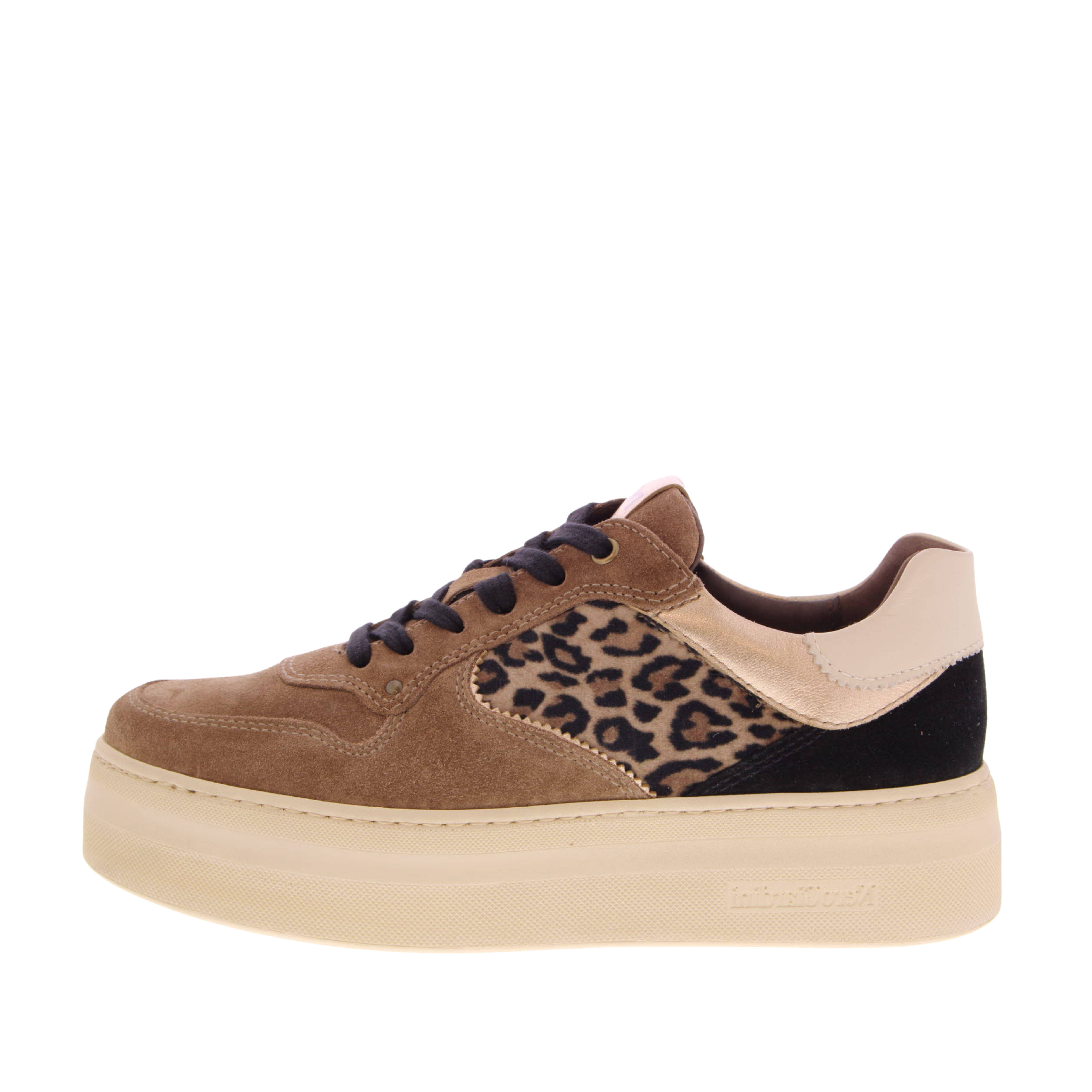 SNEAKERS PLATFORM IN CAMOSCIO E LEOPARDATO DONNA MARRONE