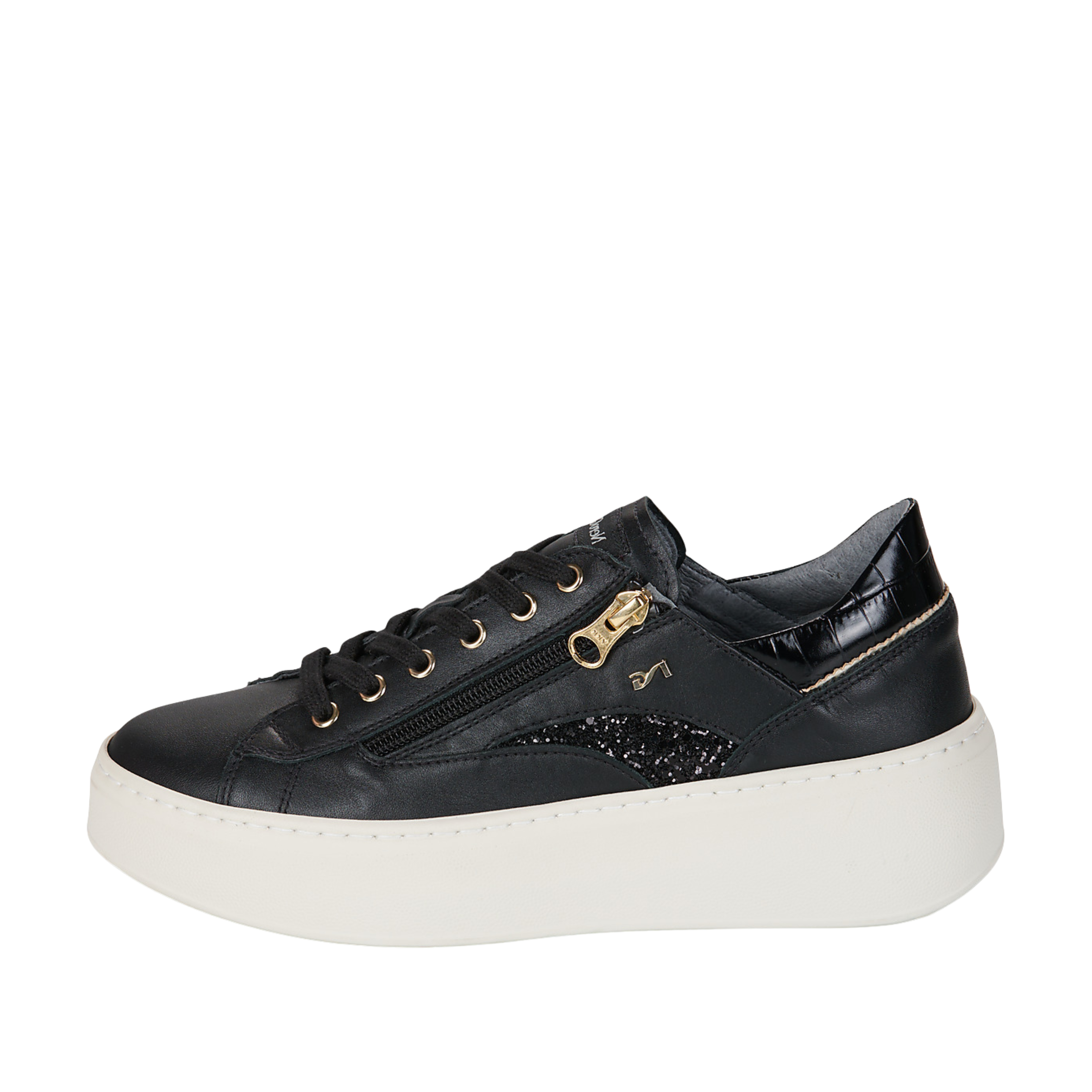 SNEAKERS PLATFORM CON ZIP DECORATIVA DONNA NERA