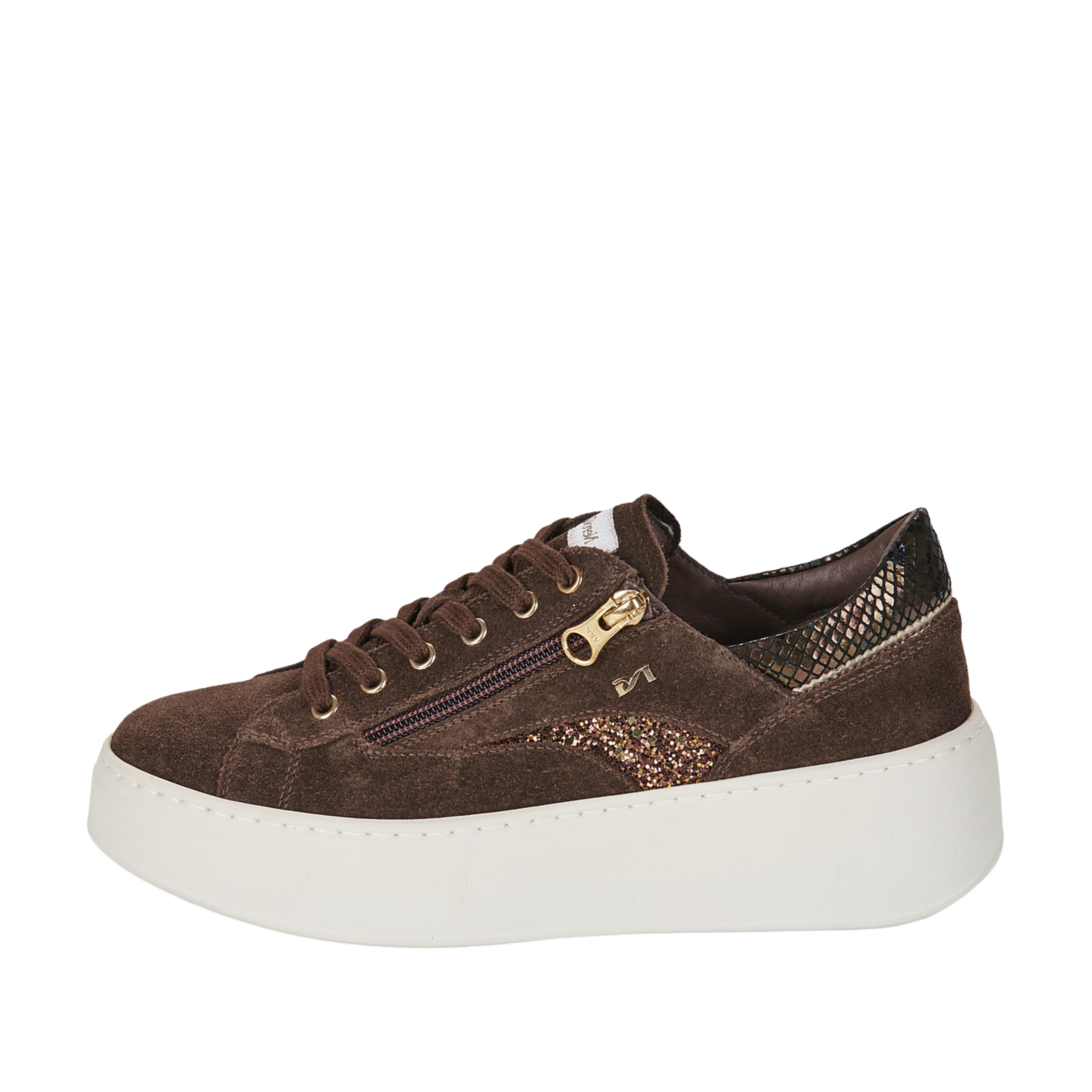 SNEAKERS PLATFORM CON INSERTO GLITTER DONNA TESTA DI MORO