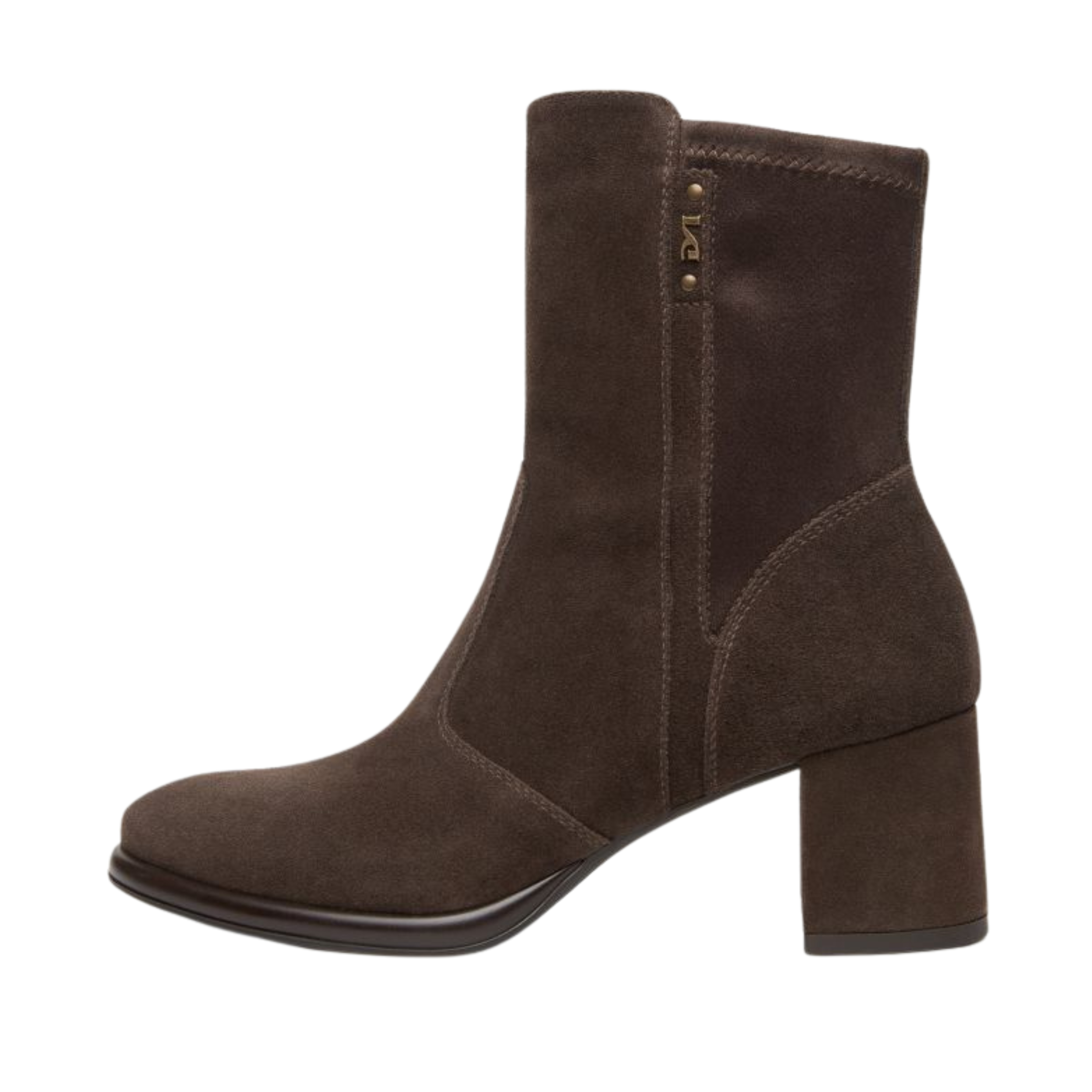 STIVALETTI TACCO ALTO IN SUEDE E MATERIALE TECNICO DONNA MARRONE