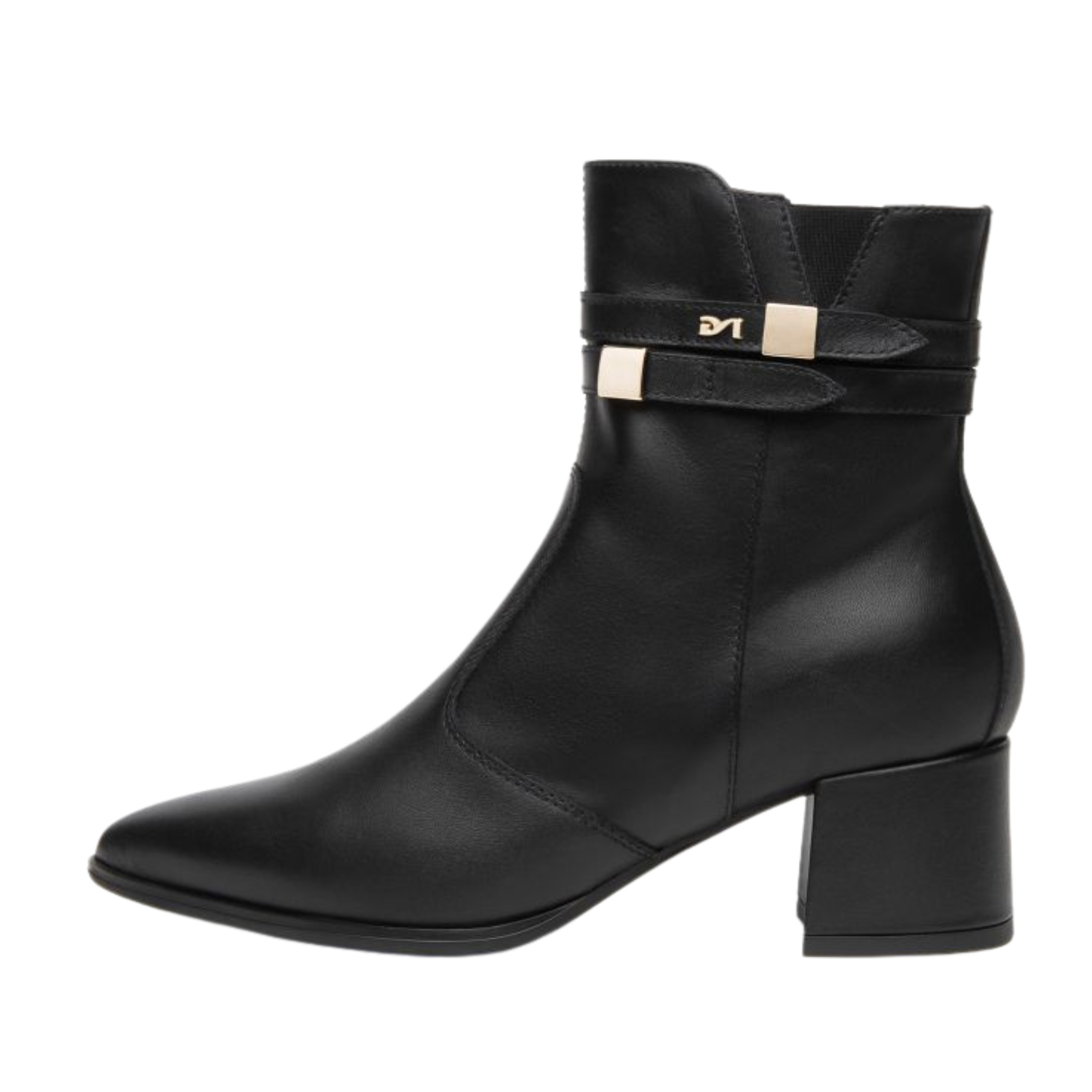 STIVALETTI A TACCO ALTO IN PELLE CON ZIP DONNA NERO