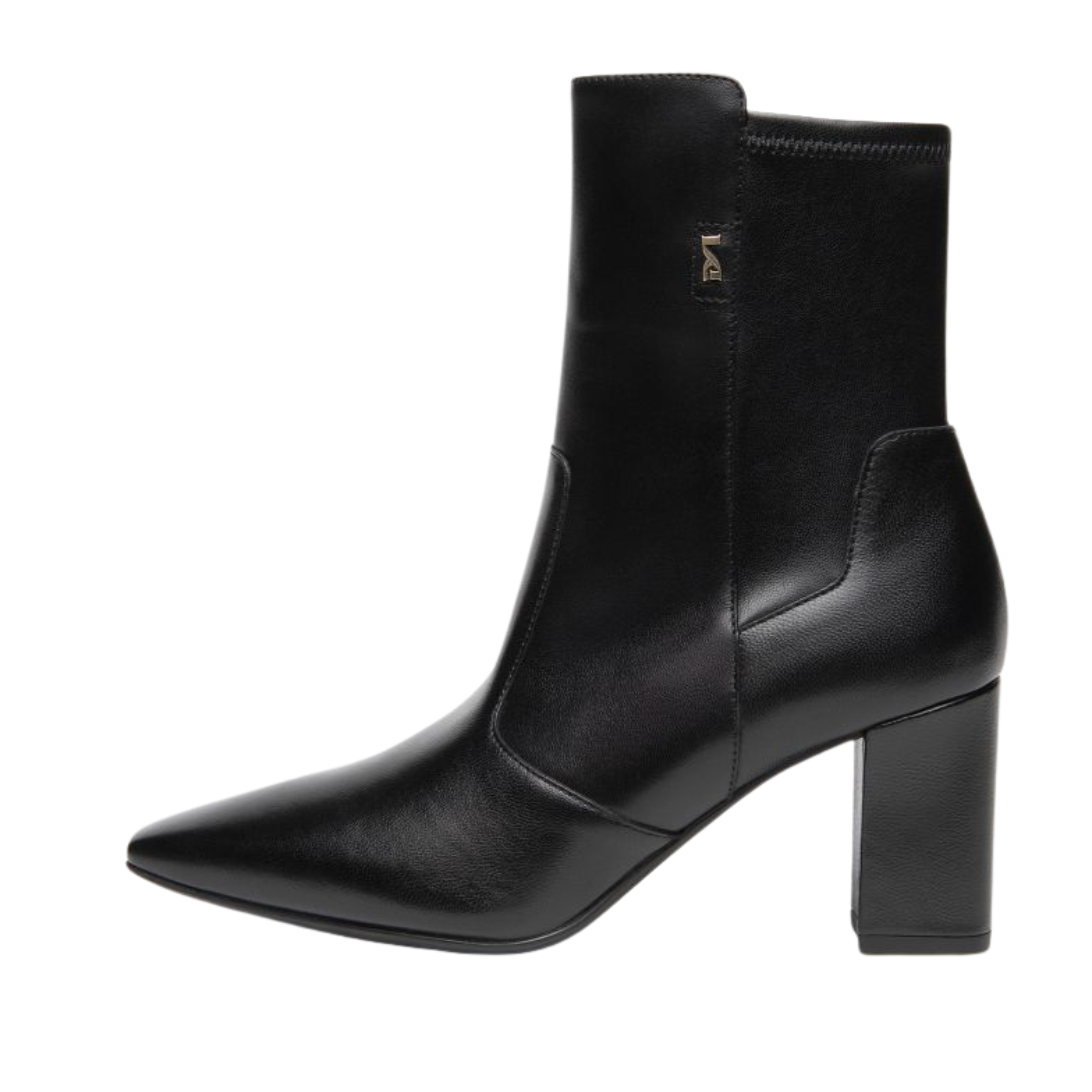 STIVALETTI TACCO ALTO IN PELLE E LYCRA DONNA NERO