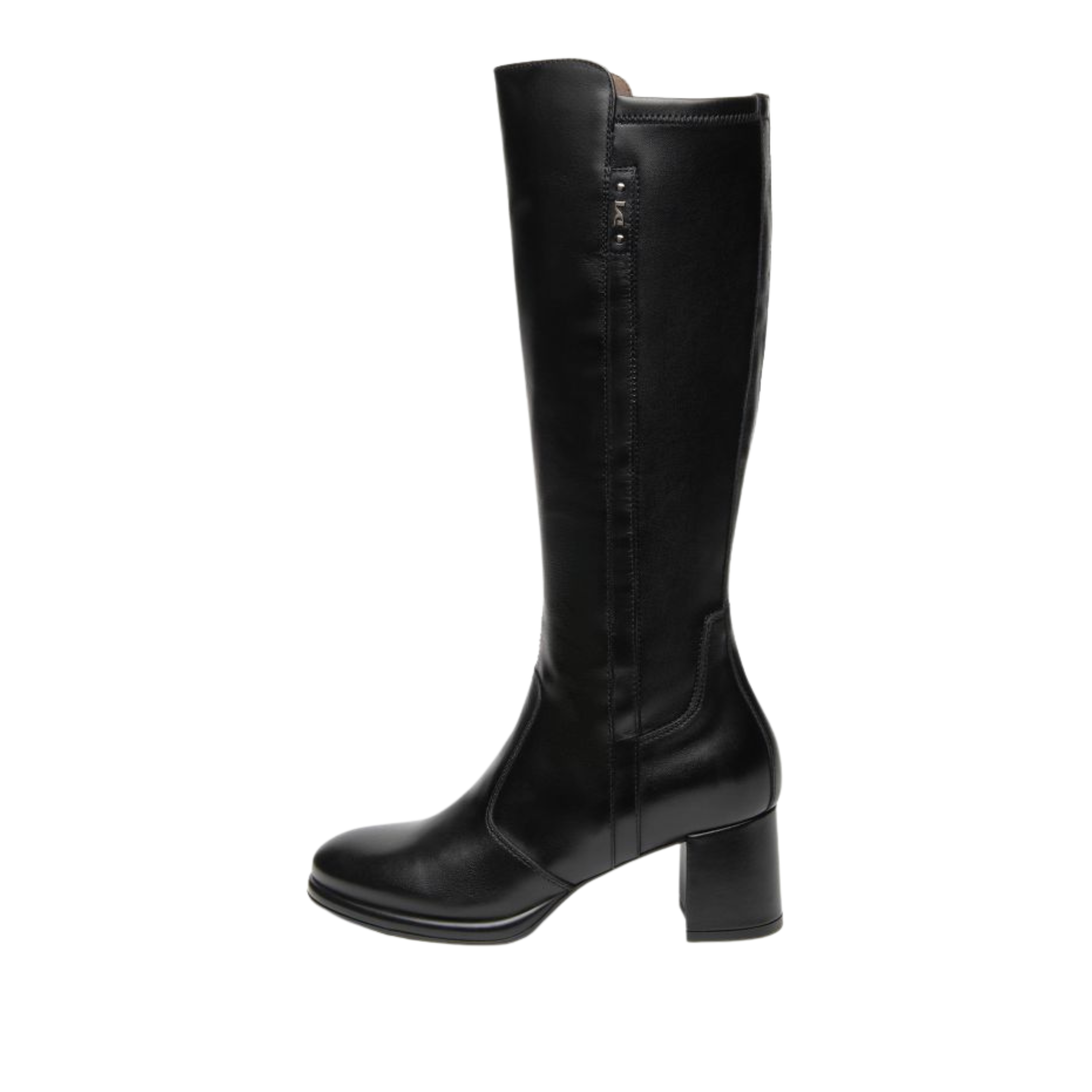 STIVALI TACCO ALTO IN PELLE E LYCRA DONNA NERO