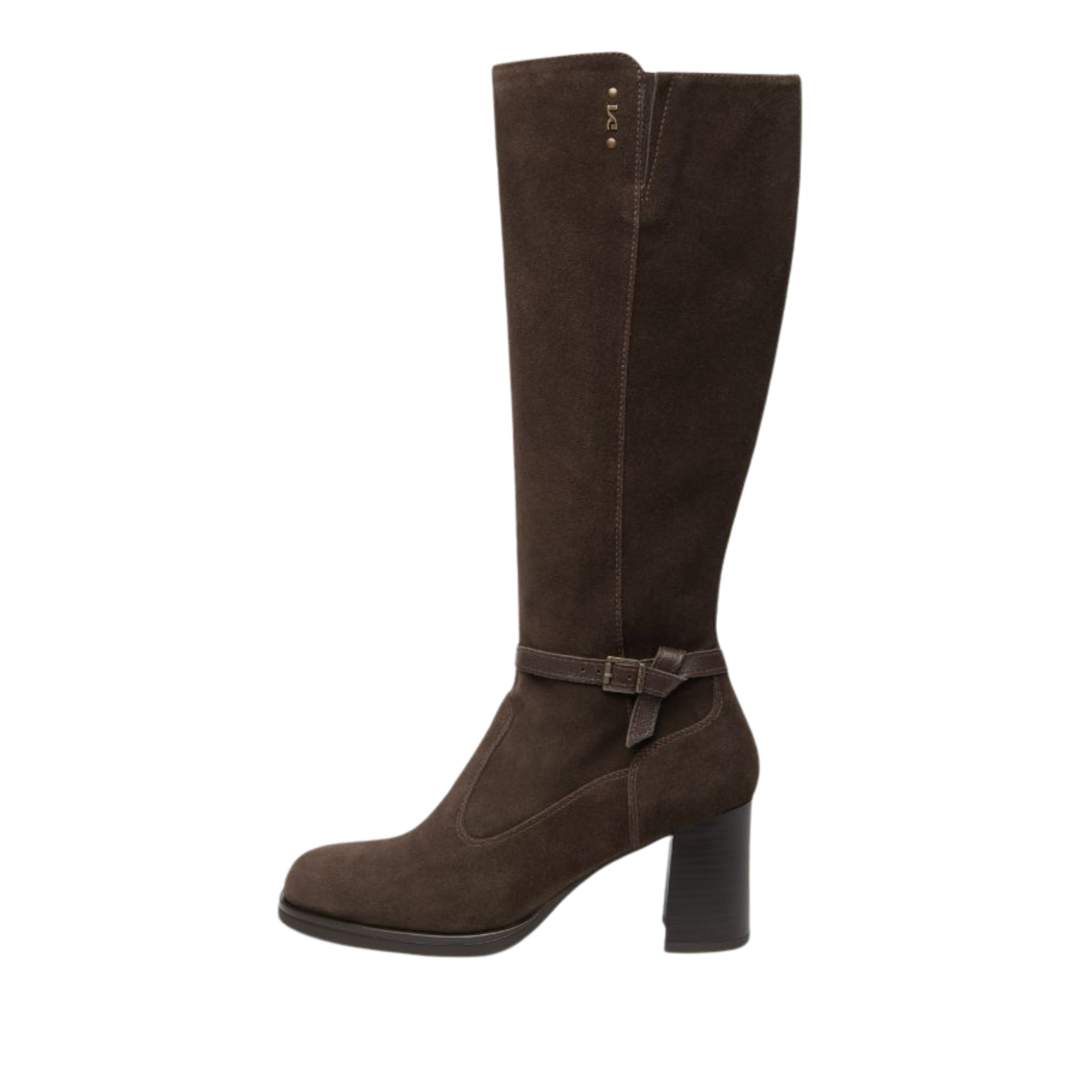 STIVALI TACCO ALTO IN SUEDE E PELLE DONNA MARRONE