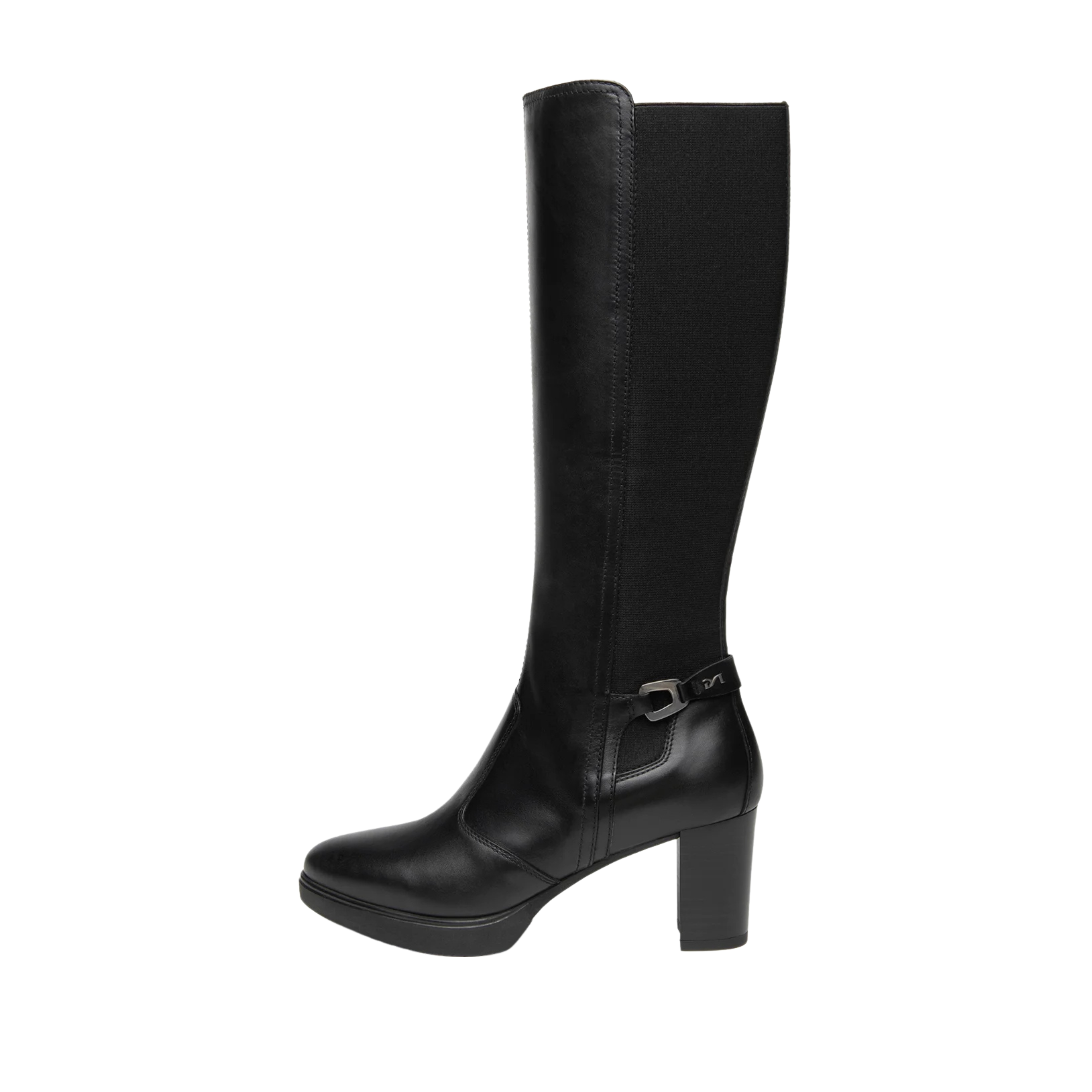 STIVALI TACCO ALTO CON INSERTO ELASTICIZZATO DONNA NERO