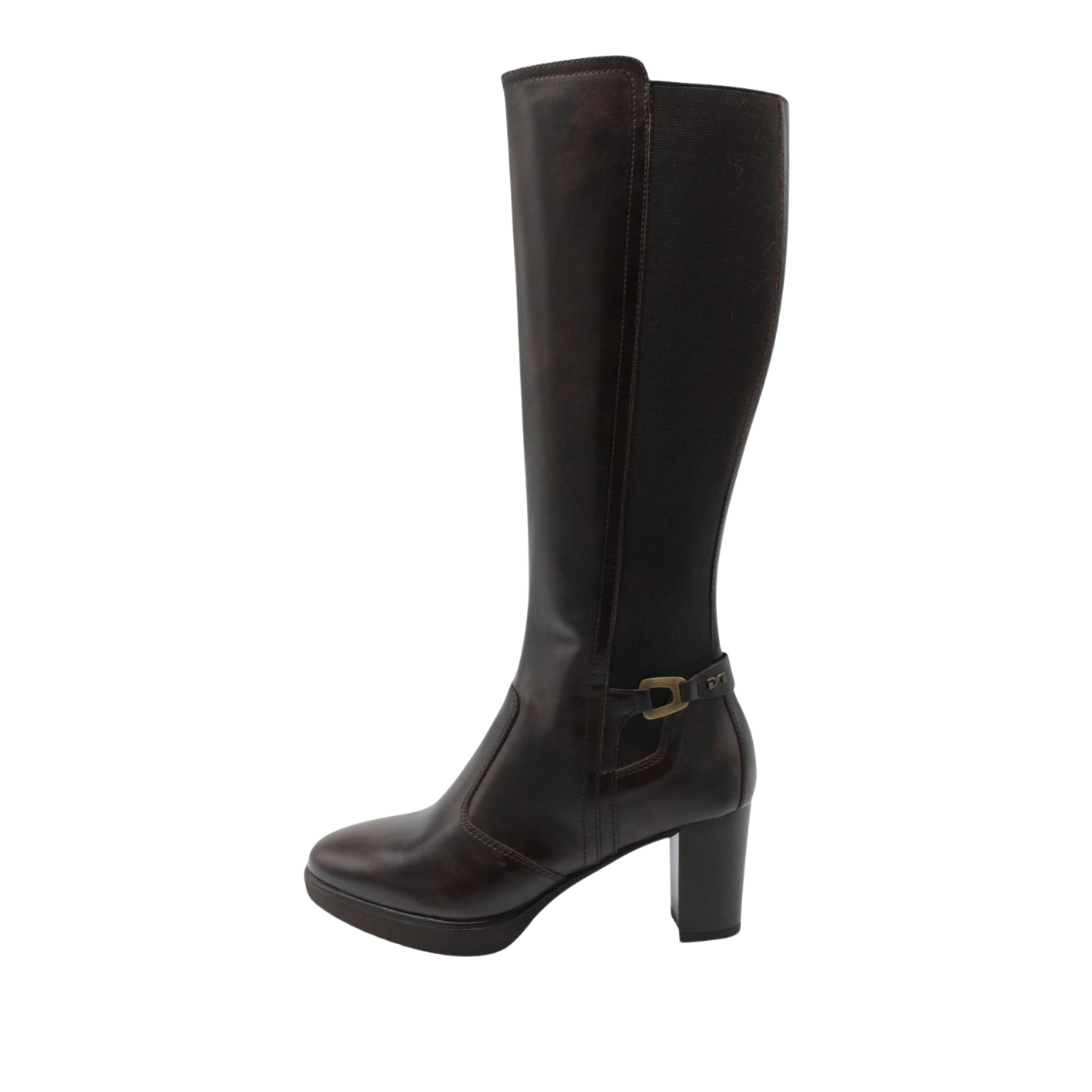 STIVALI TACCO ALTO CON INSERTO ELASTICIZZATO DONNA MARRONE