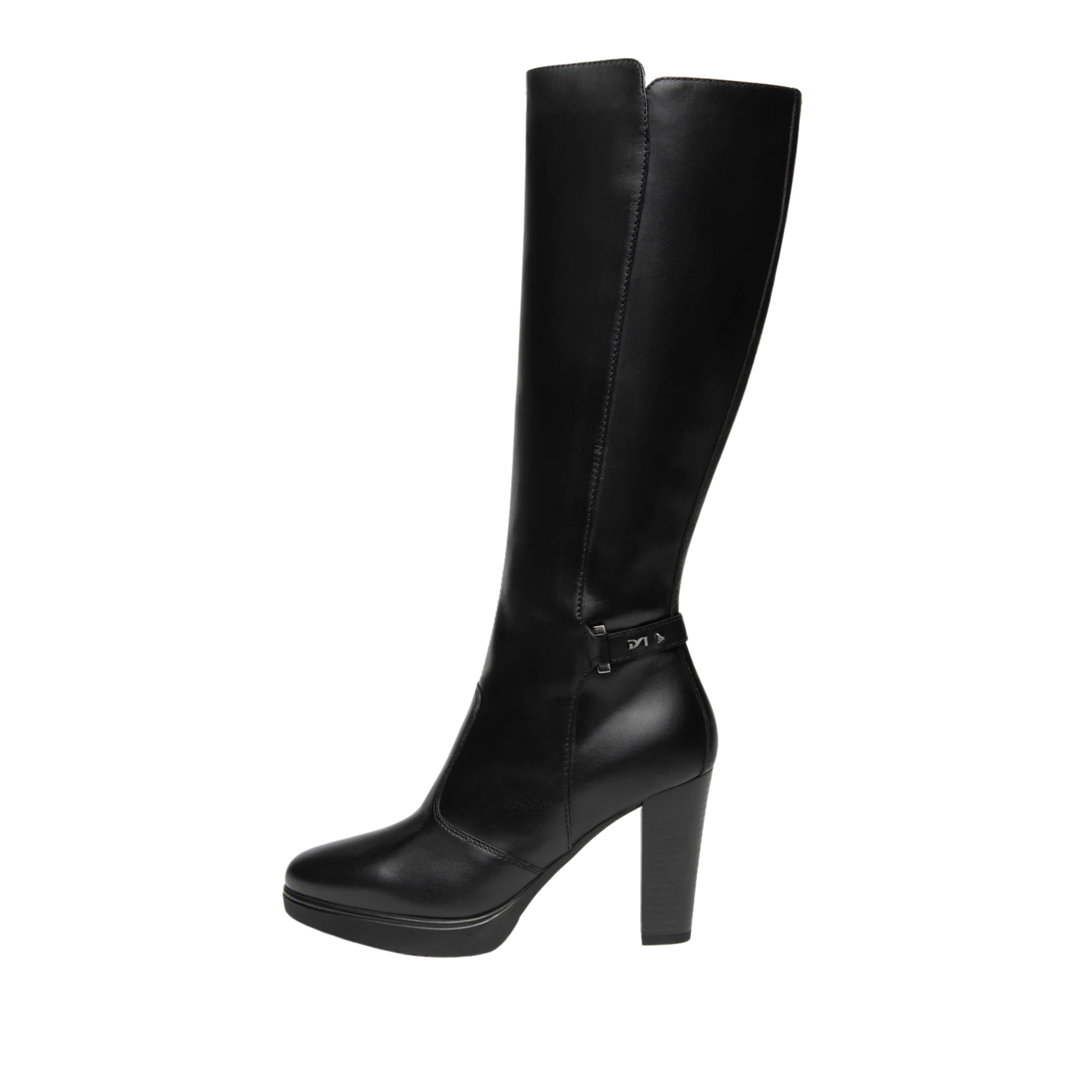 STIVALI TACCO ALTO IN PELLE CON PLATEAU DONNA NERO