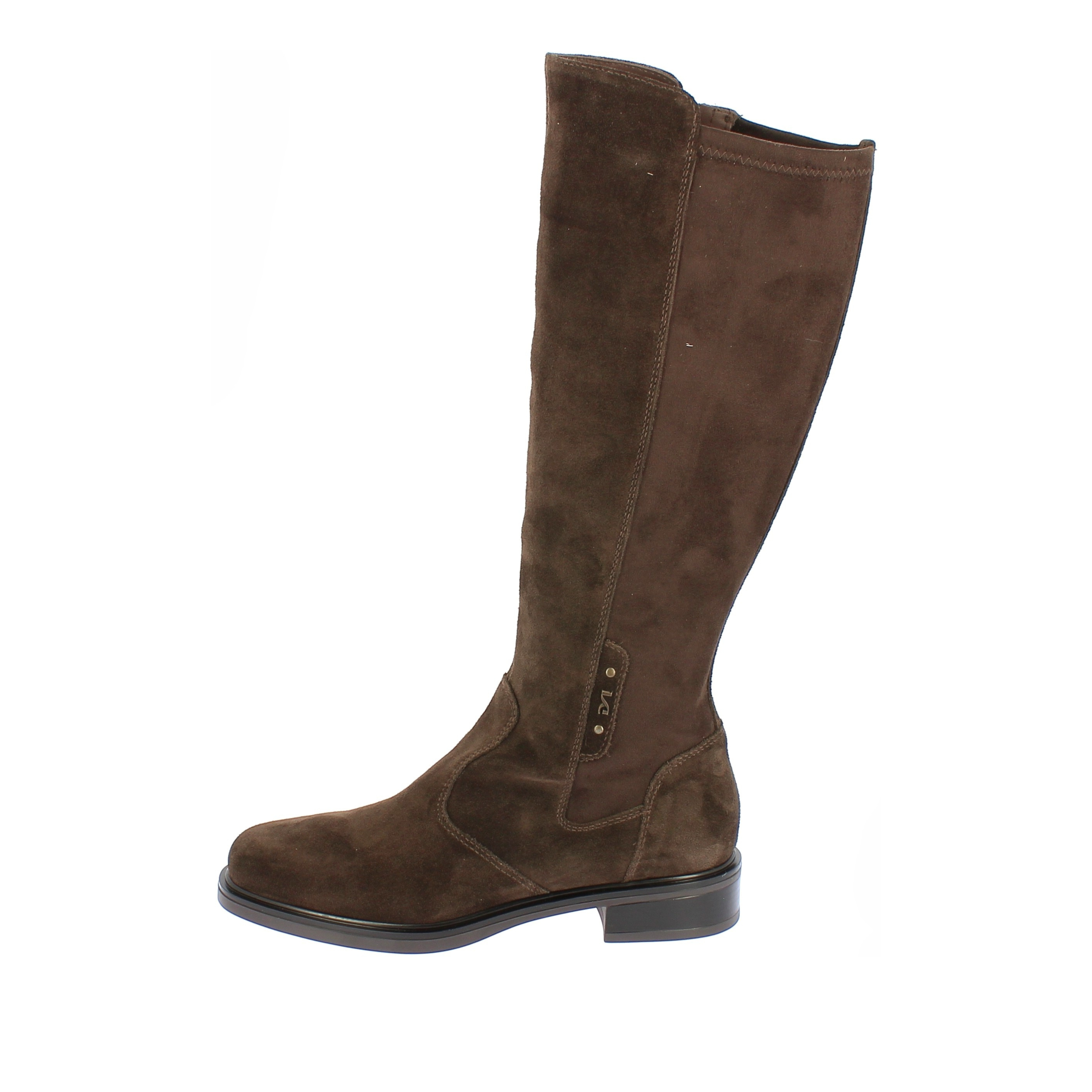 STIVALI TACCO BASSO IN CAMOSCIO CON GAMBALE ELASTICIZZATO DONNA MARRONE