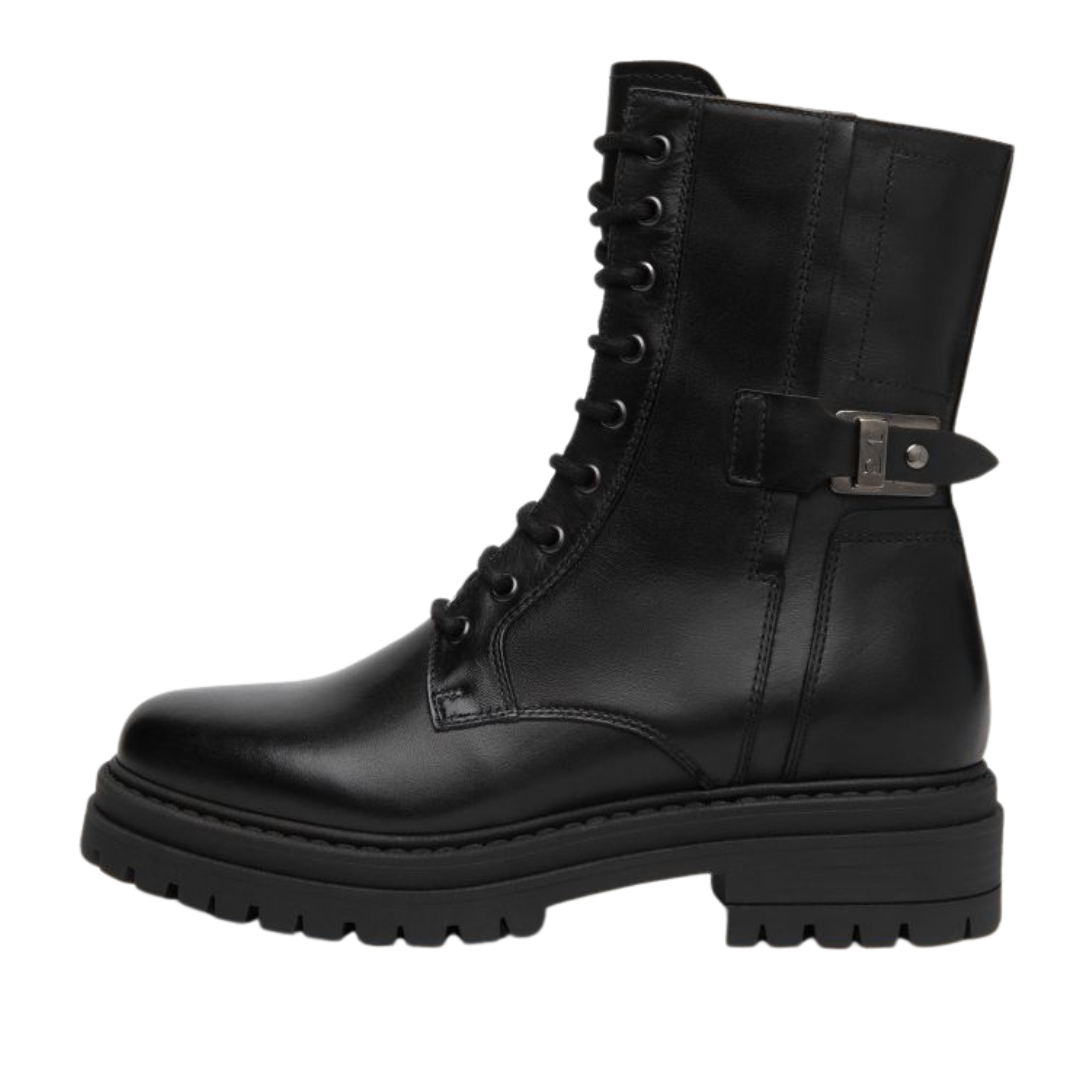 ANFIBI CON STRINGHE E ZIP DONNA NERO