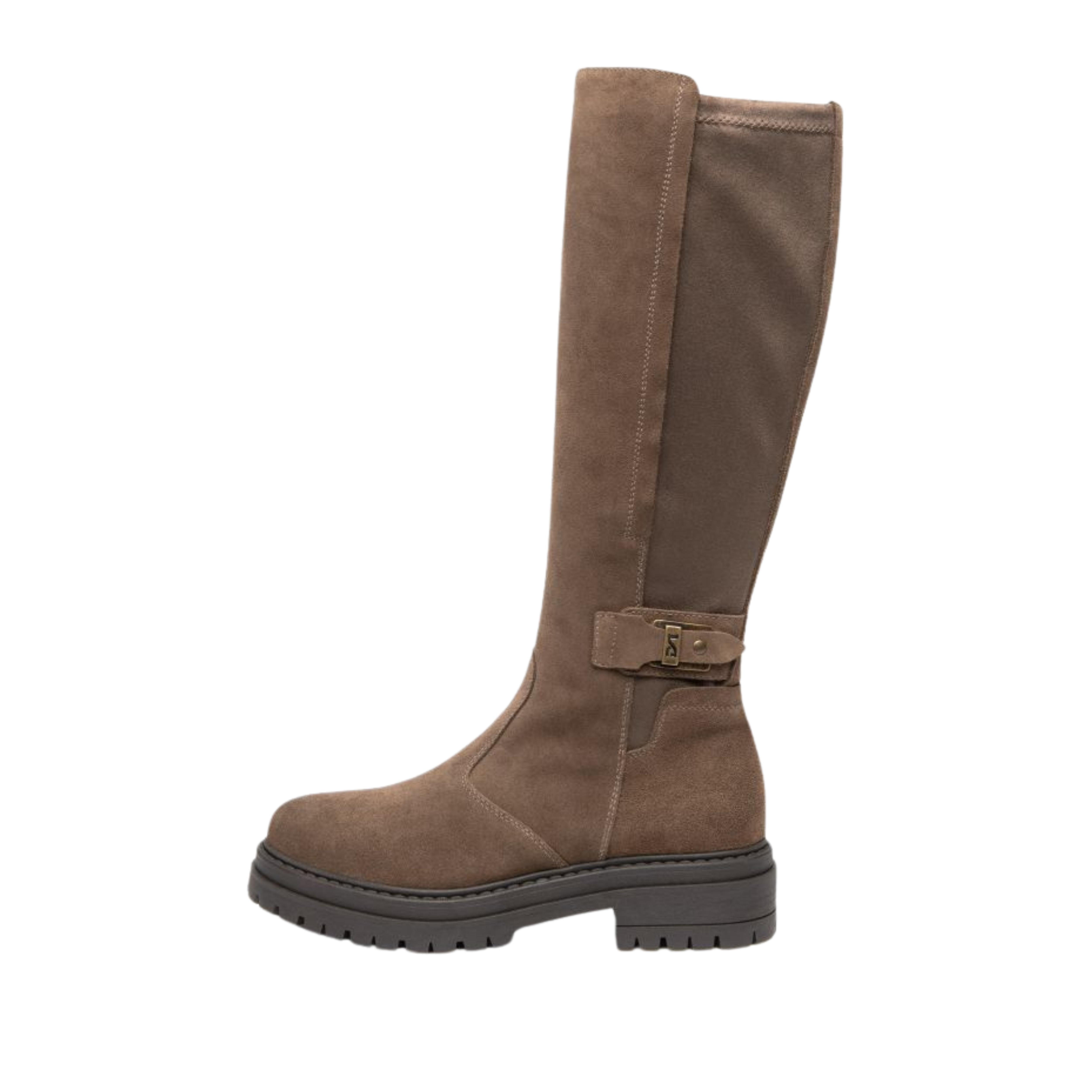 STIVALI TACCO BASSO IN PELLE SCAMOSCIATA CON ZIP DONNA BEIGE