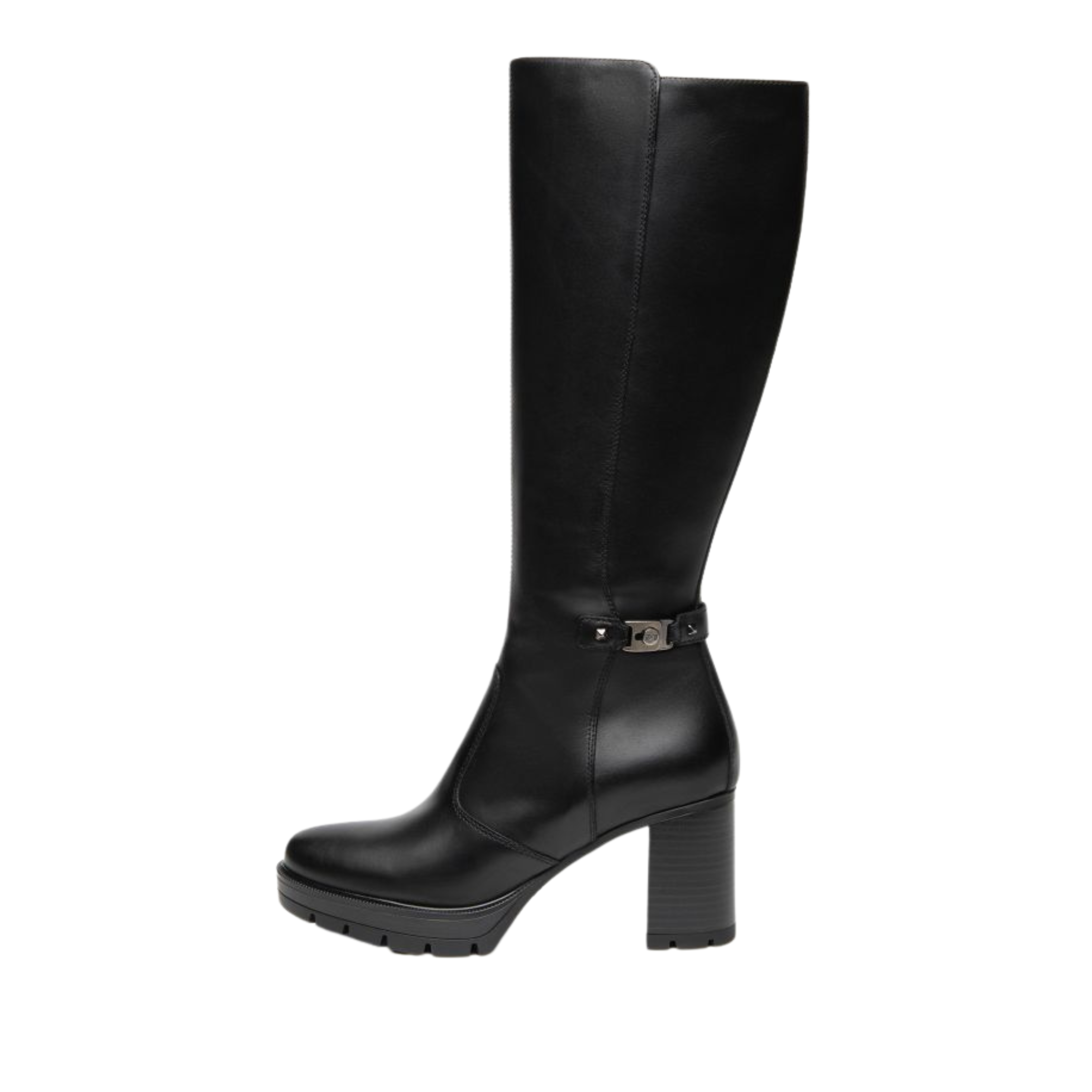 STIVALI A TACCO ALTO IN PELLE CON ZIP DONNA NERO