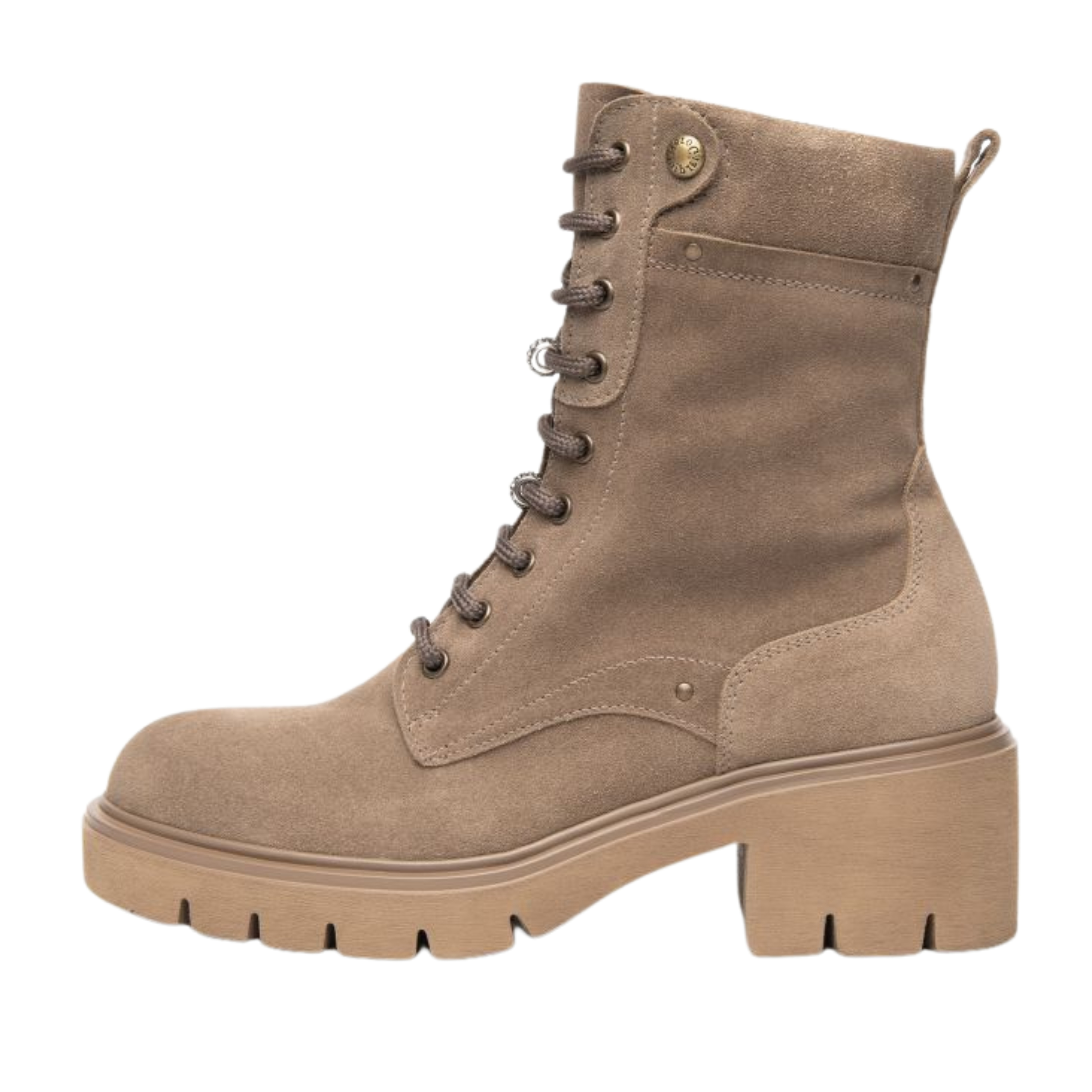 ANFIBI IN SUEDE CON STRINGHE E PLATEAU DONNA TORTORA