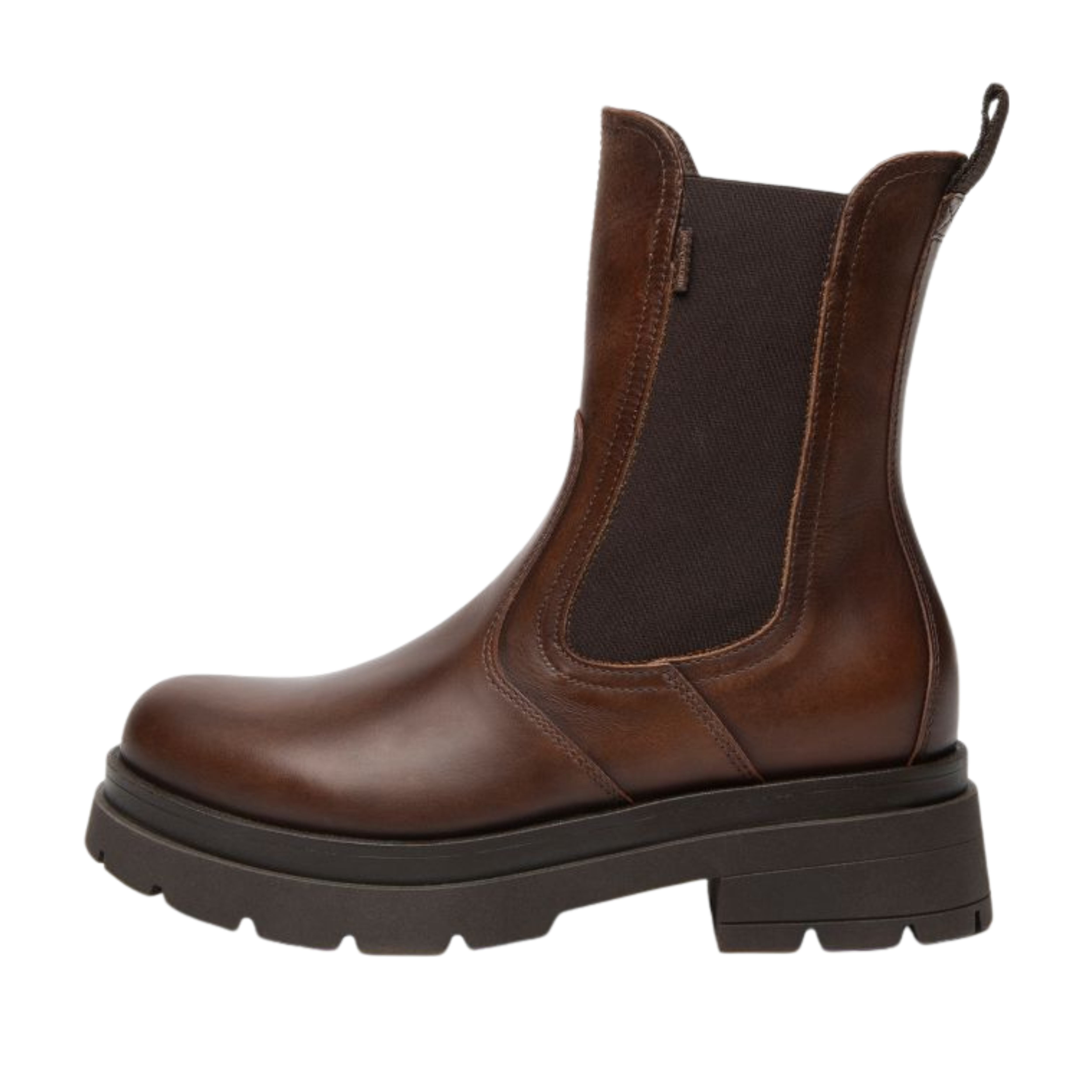 STIVALETTI A TACCO BASSO CHELSEA ELASTICO DONNA MARRONE