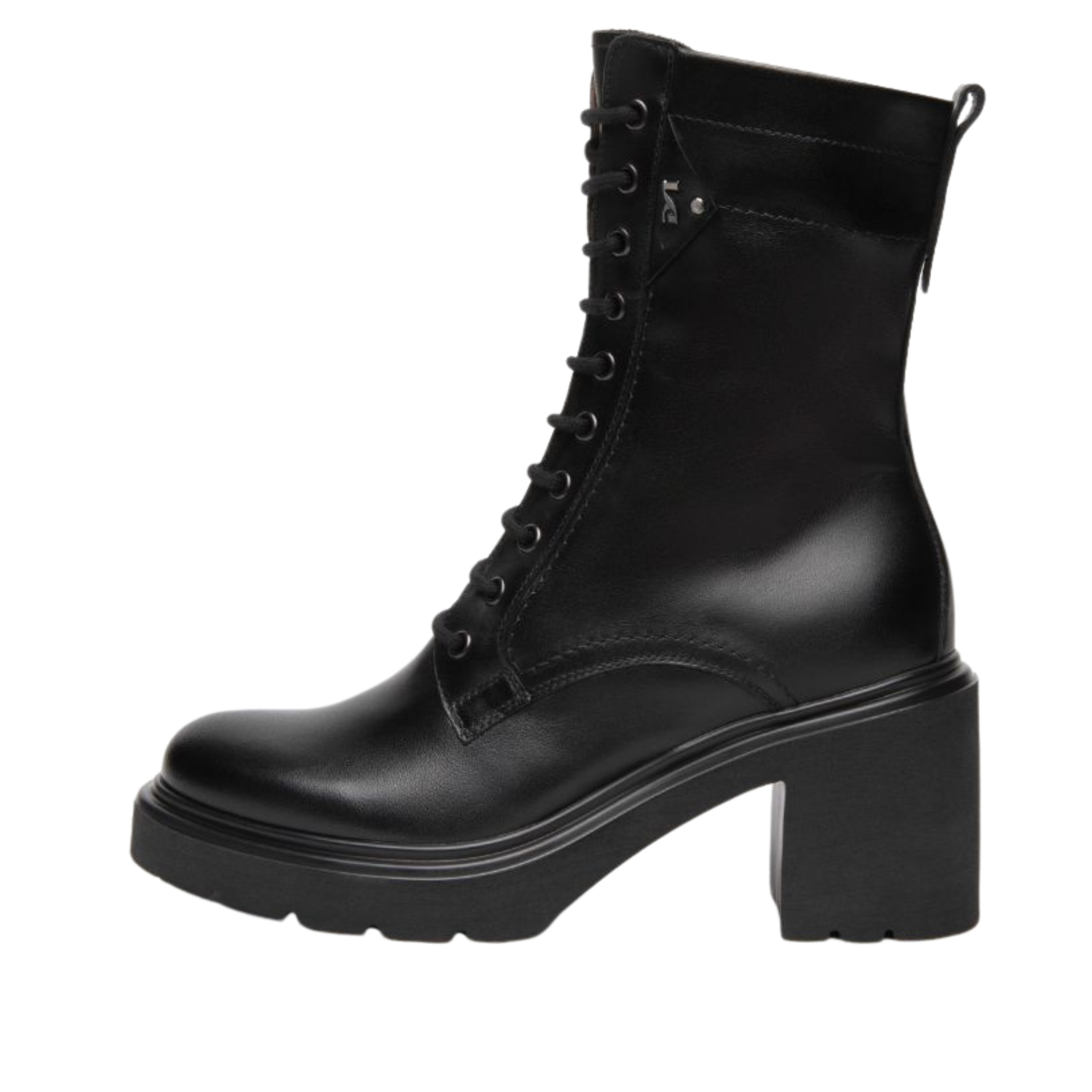 ANFIBI A TACCO ALTO STRINGATI CON ZIP DONNA NERO