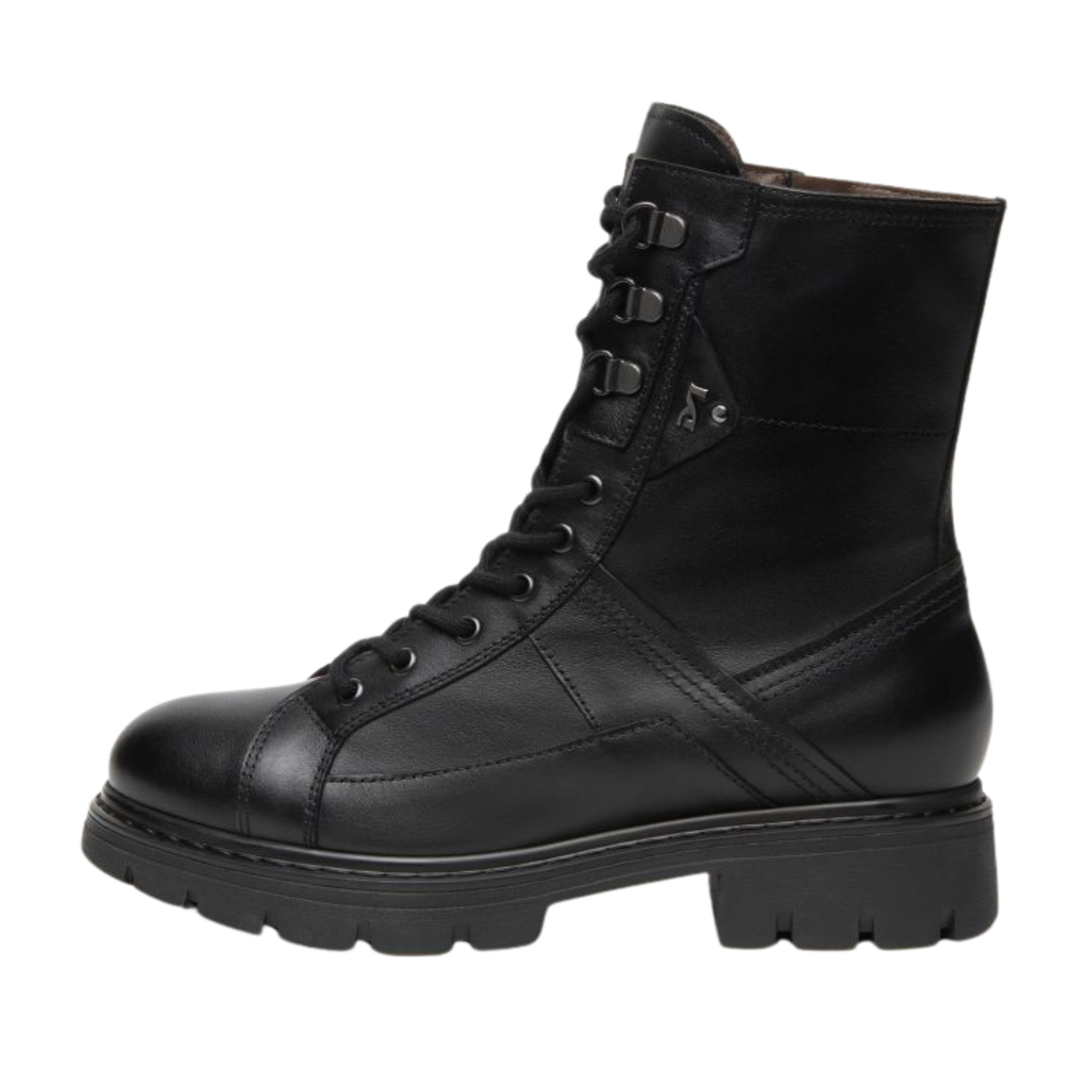 ANFIBI A TACCO BASSO STRINGATI CON ZIP DONNA NERO