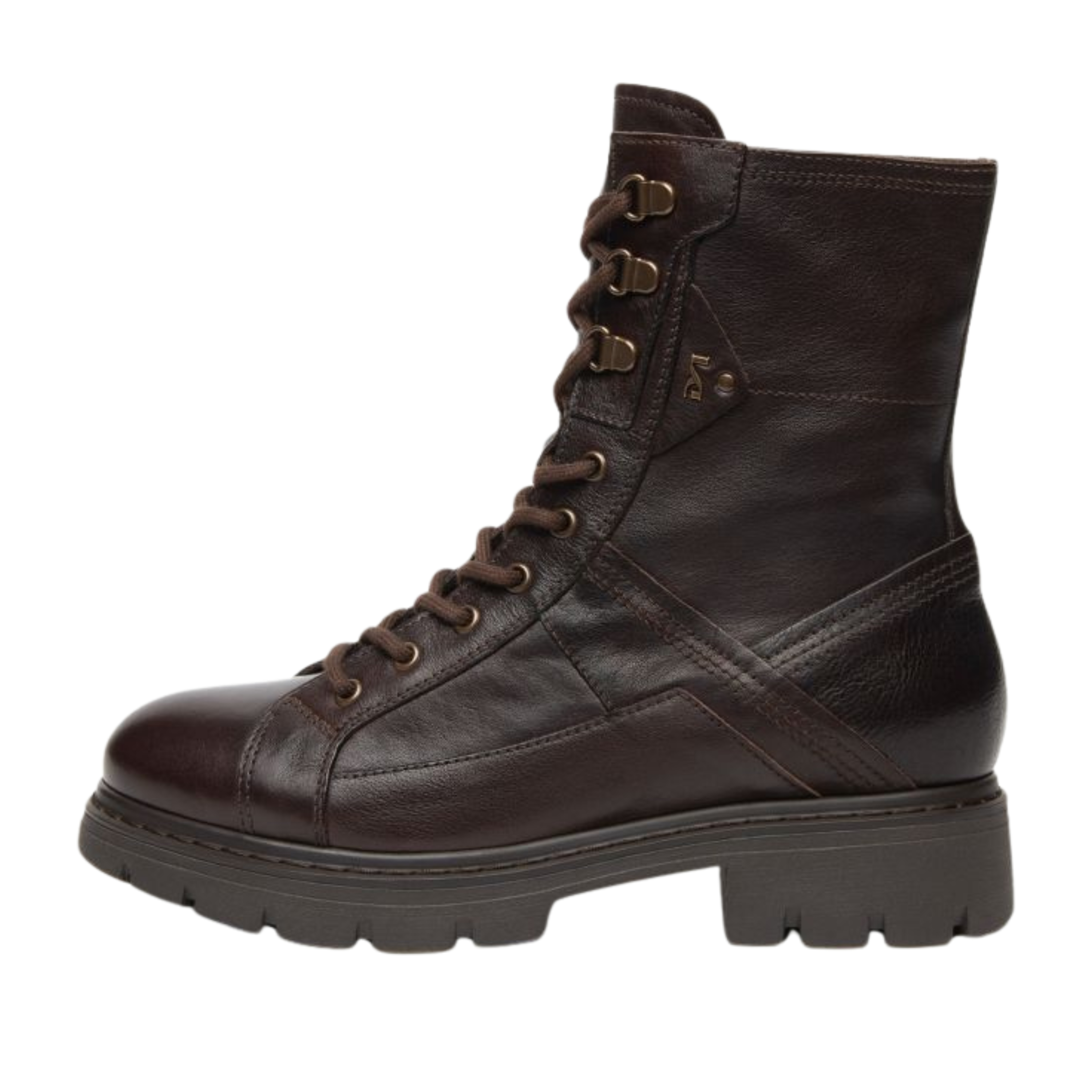ANFIBI A TACCO BASSO STRINGATI CON ZIP DONNA MARRONE
