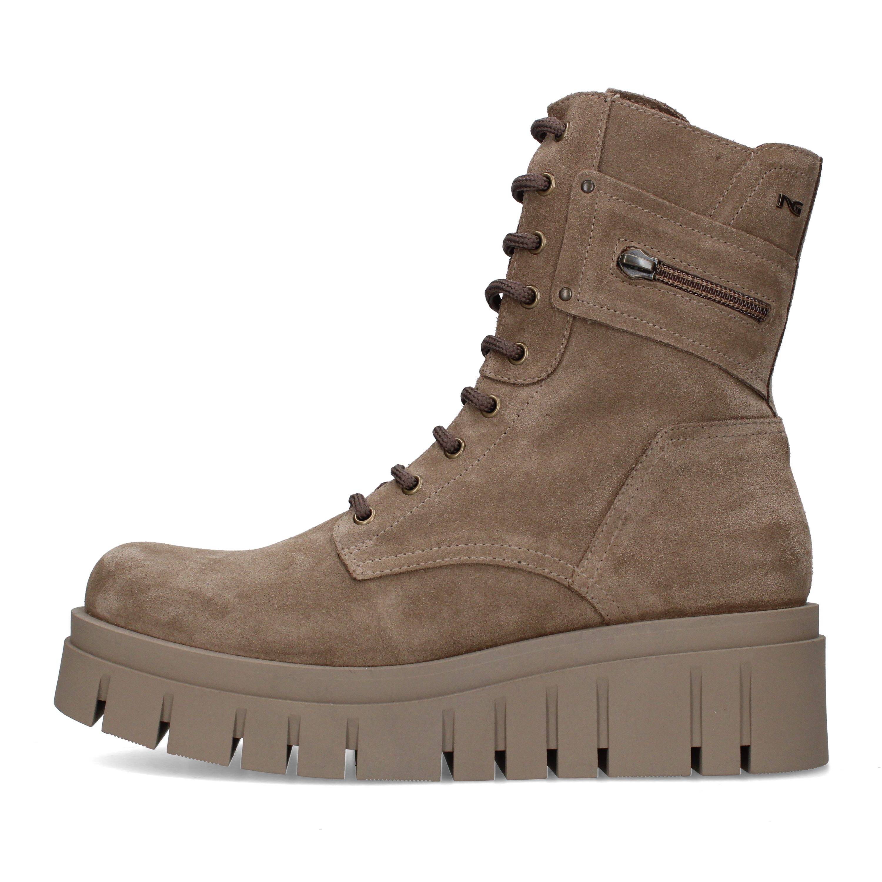STIVALETTI PLATFORM STRINGATI IN CAMOSCIO DONNA TORTORA