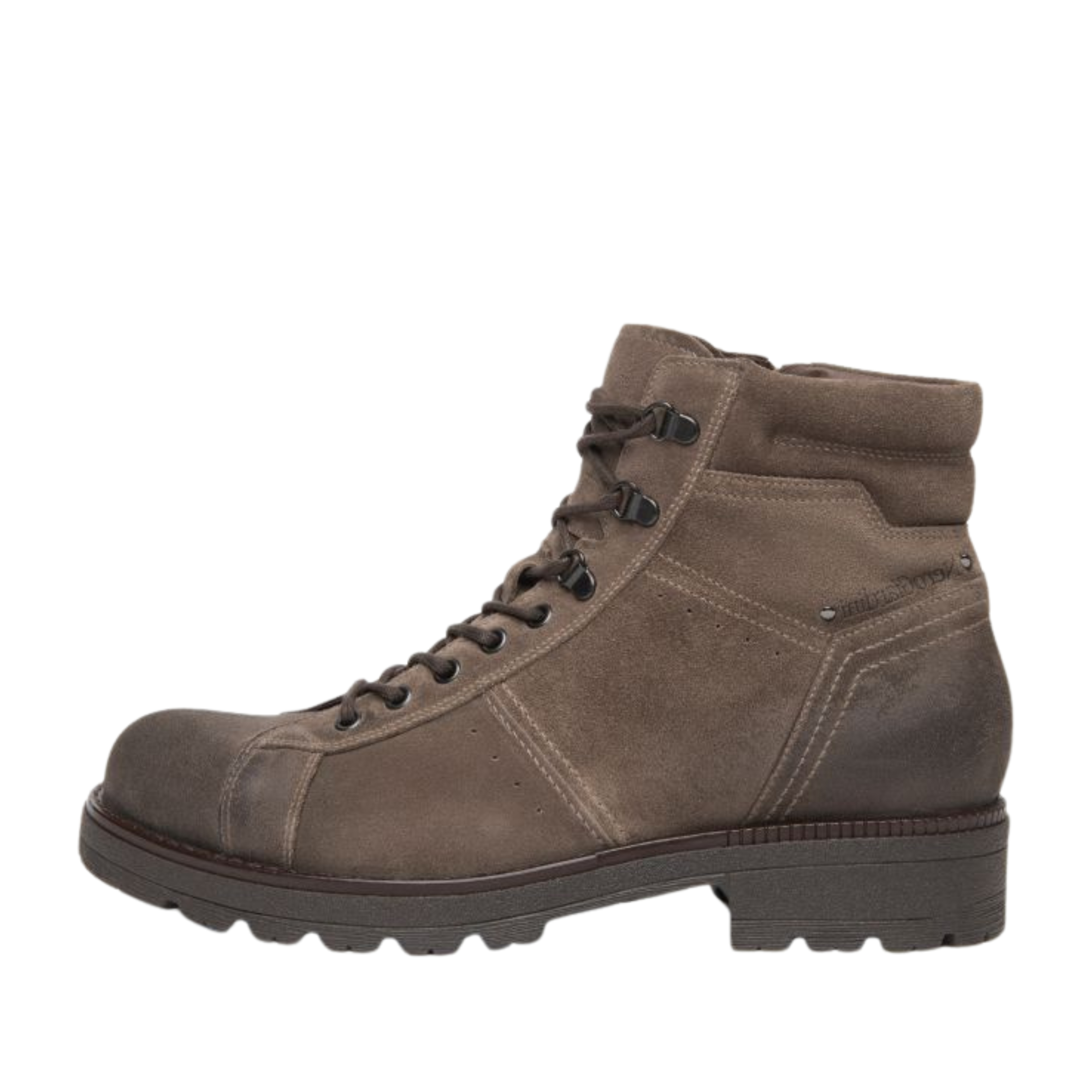 ANFIBI A TACCO BASSO IN SUEDE STRINGATI CON ZIP UOMO TORTORA