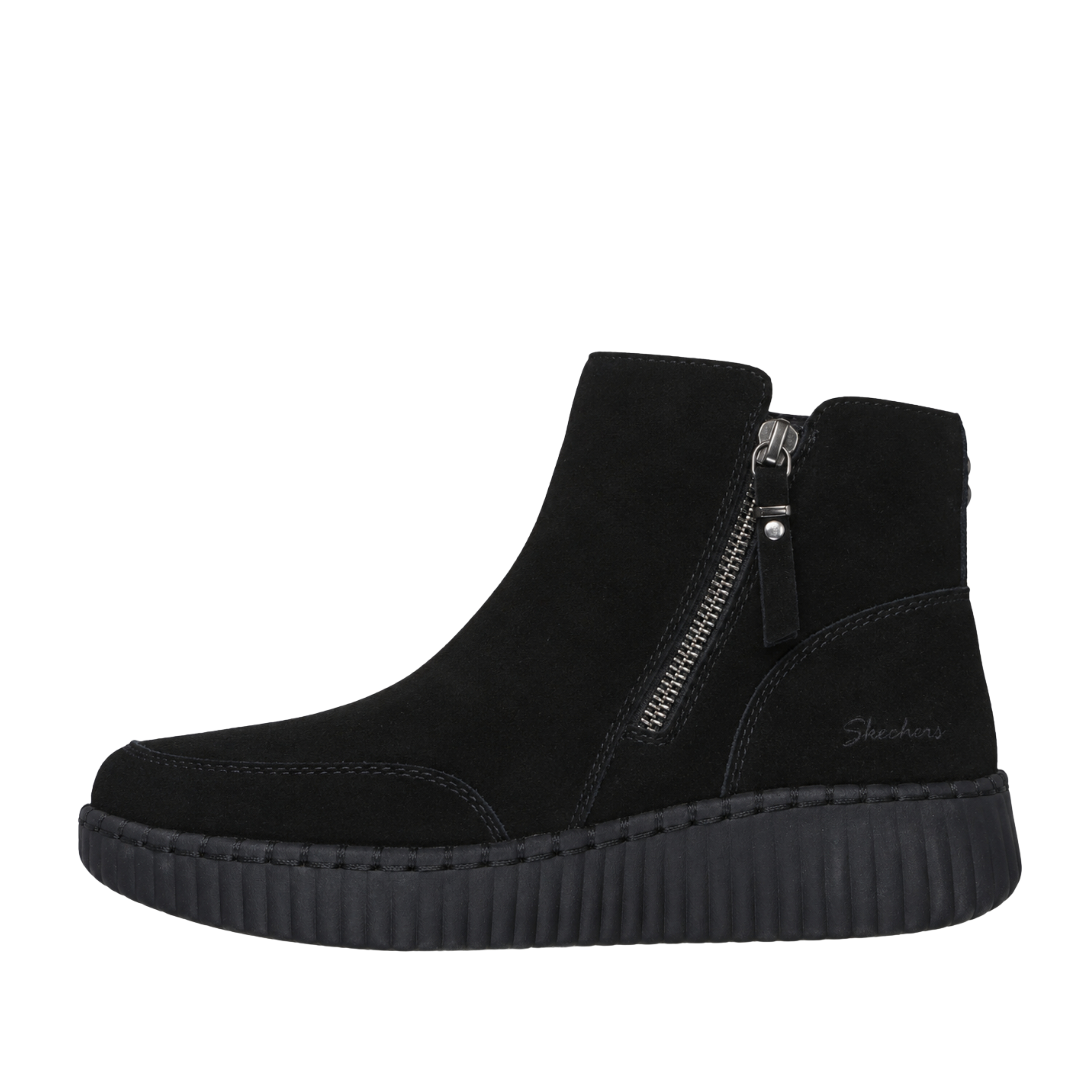 STIVALETTI TACCO BASSO 169086 SUOLA A COSTINE DONNA NERO