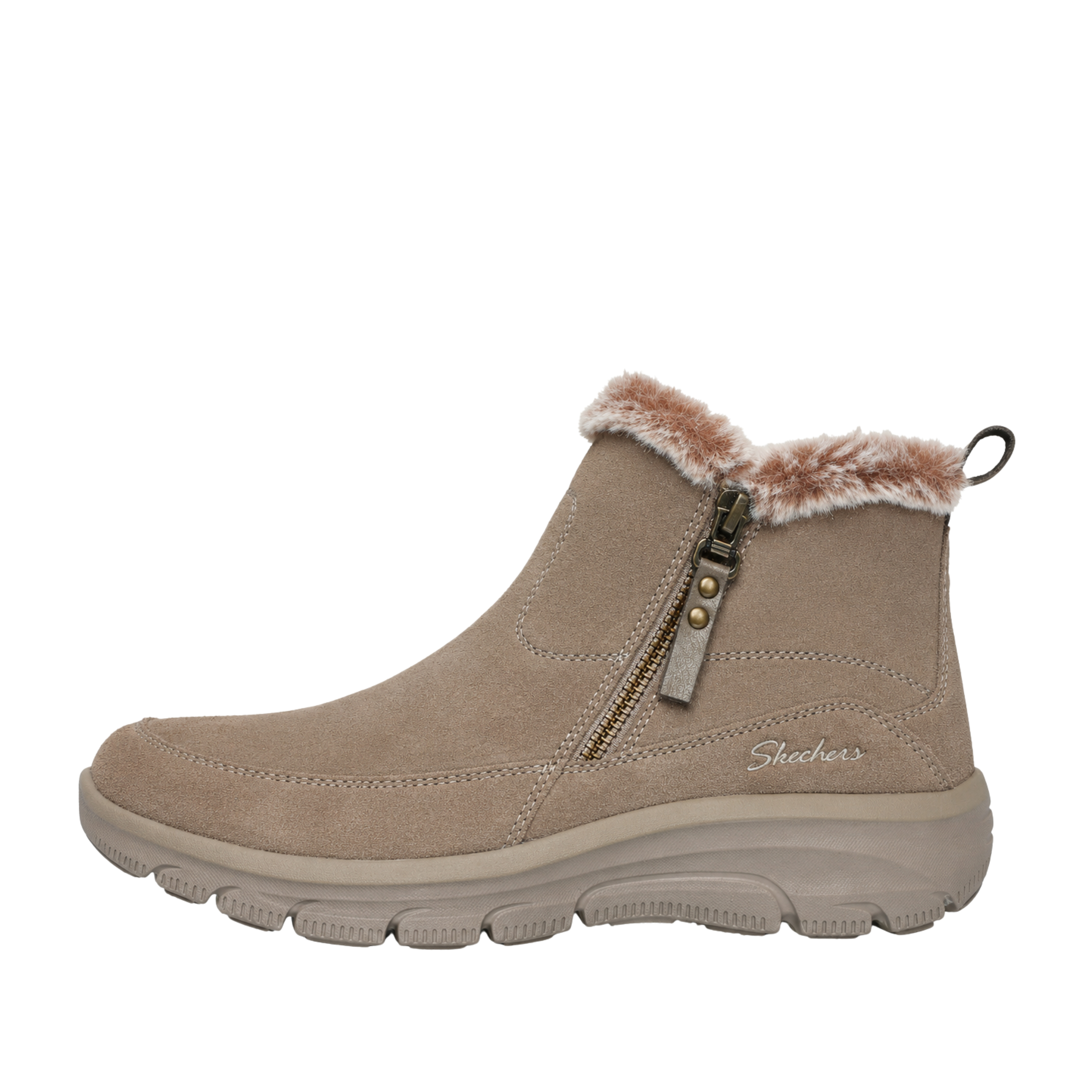 STIVALETTI TACCO BASSO 167862 PELLICCIA DONNA TORTORA