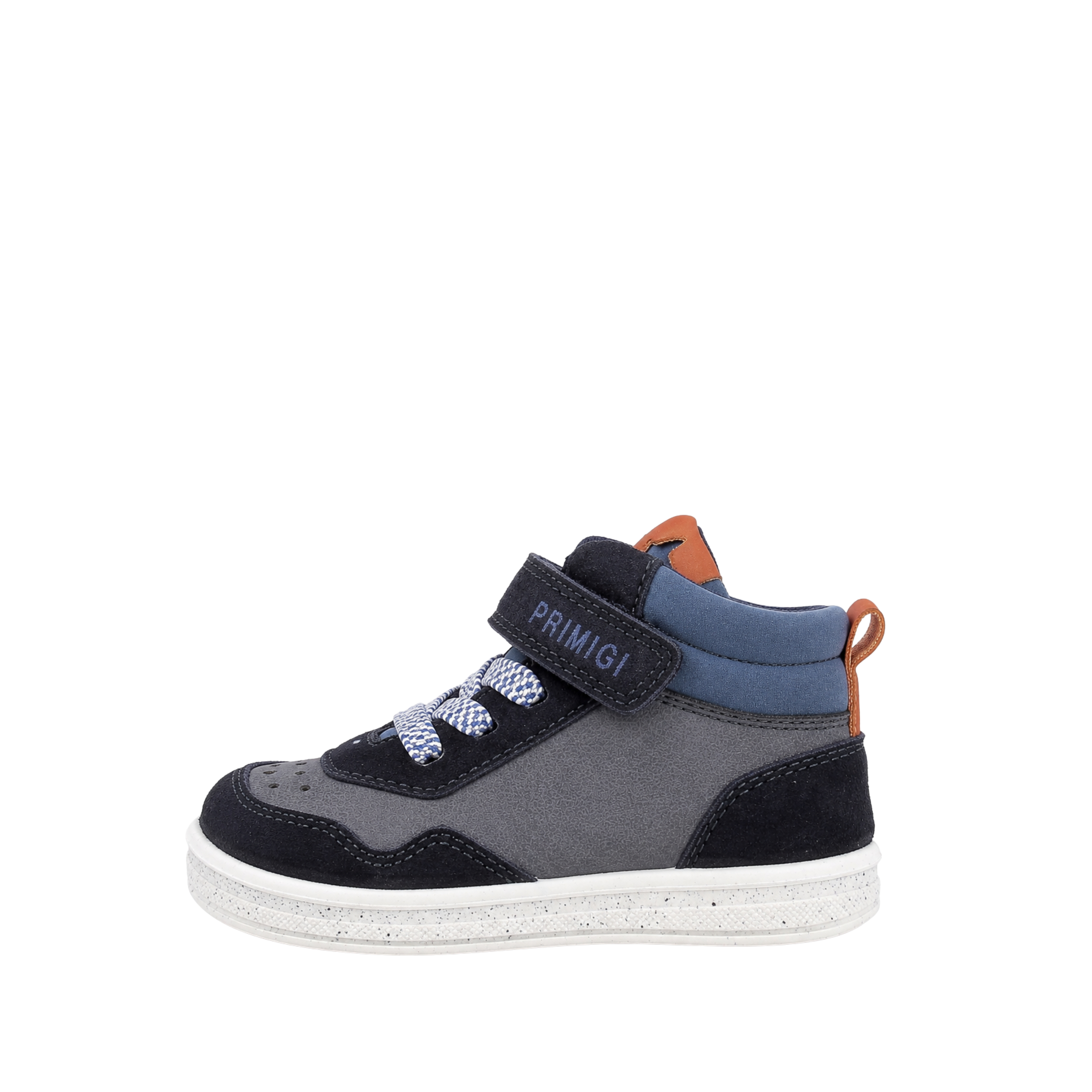 SNEAKERS ALTE CON LACCI E STRAP BAMBINO BLU