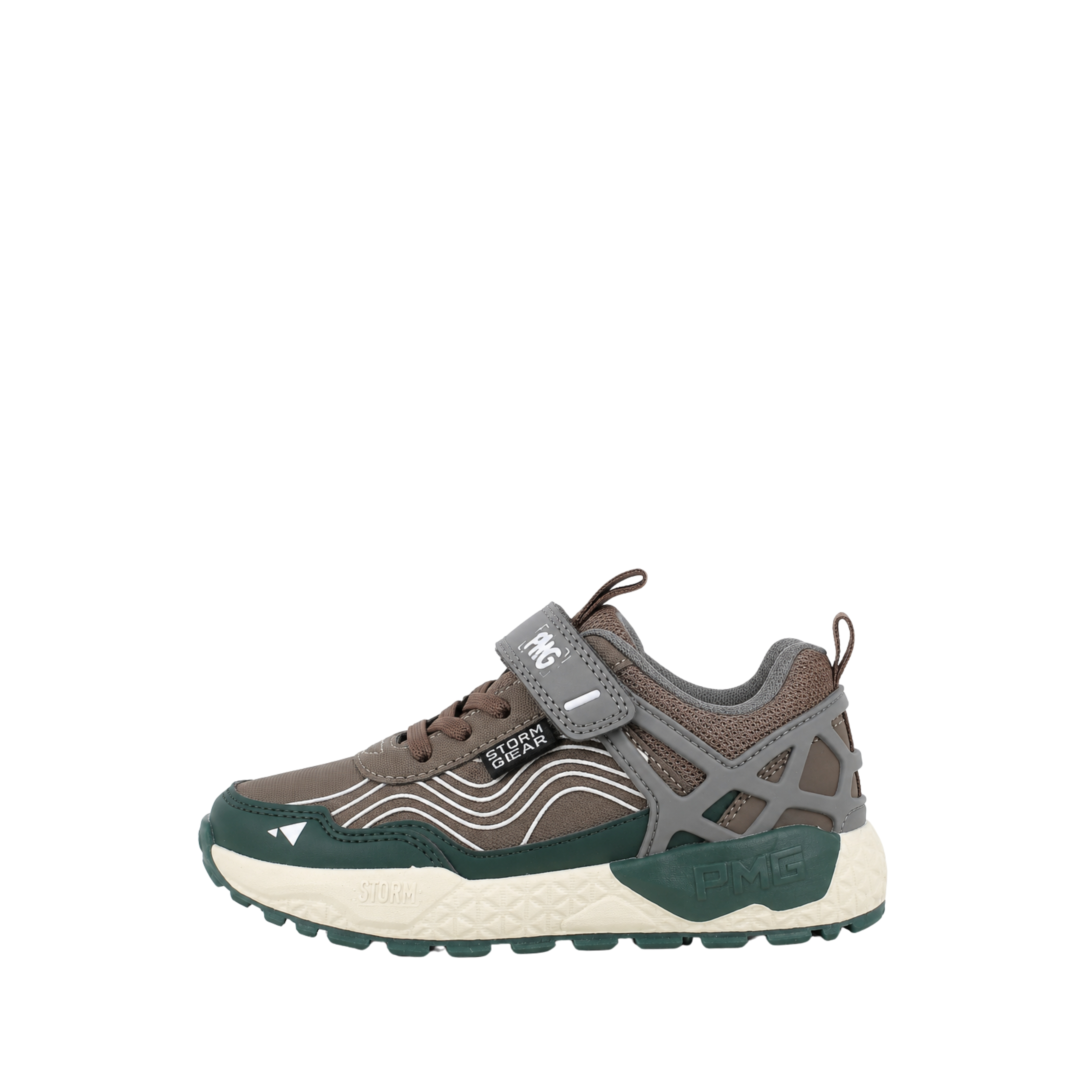 SNEAKERS BASSE IN TESSUTO TECNICO CON STRAPPO BAMBINO MARRONE
