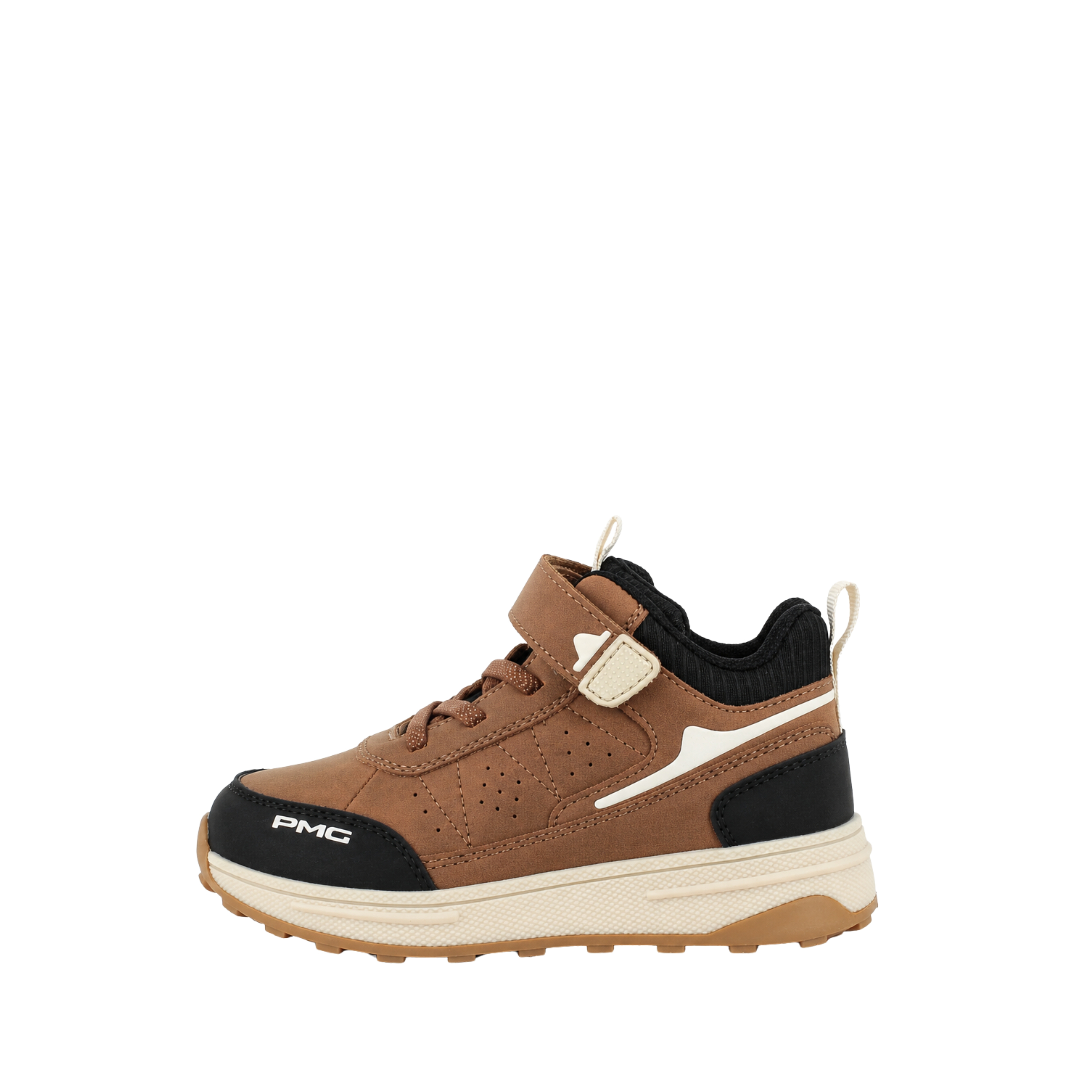 SNEAKERS BASSE BAMBINO CON STRAP MARRONE