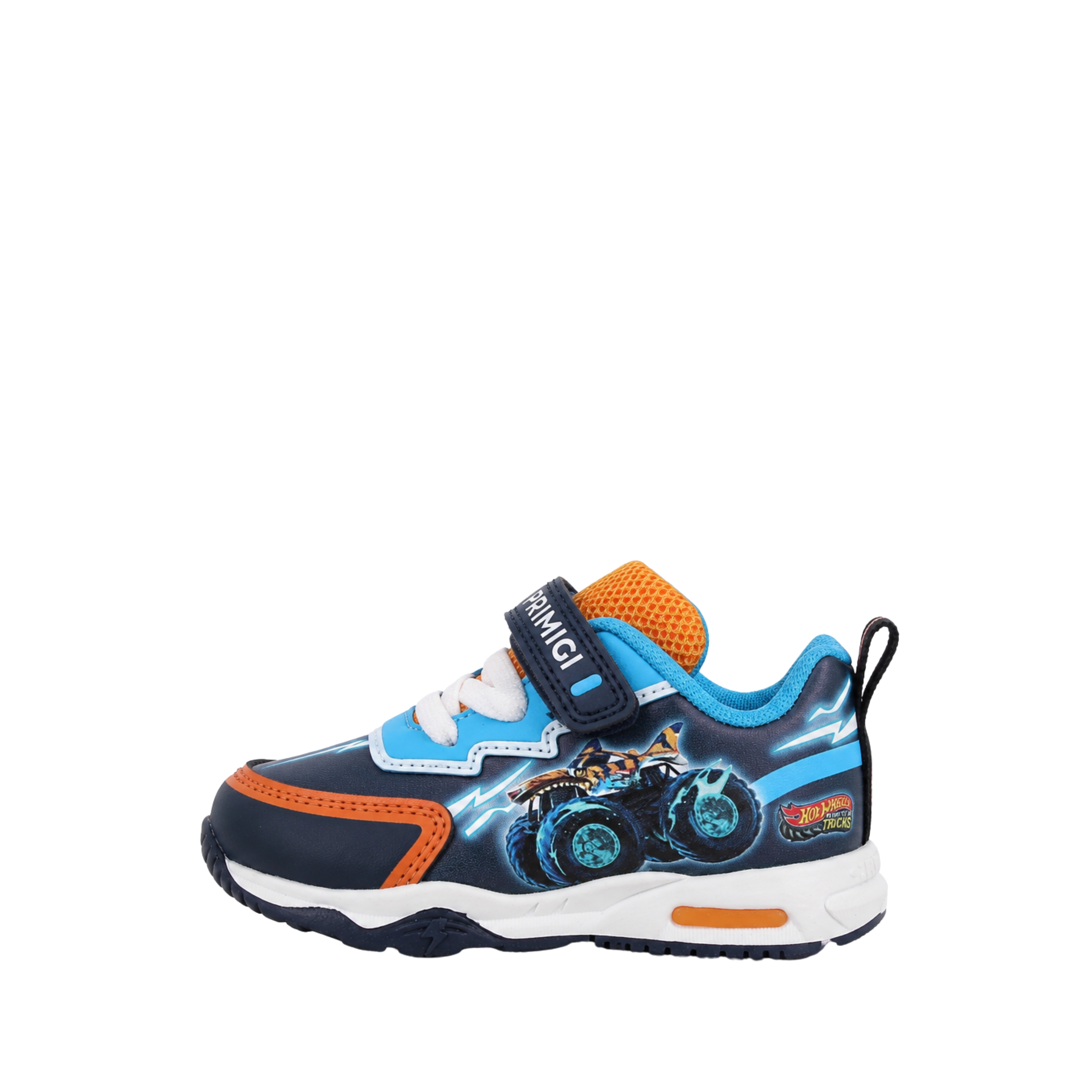 SNEAKERS BASSE CON STRAP E STAMPA MONSTER TRUCK BAMBINO BLU