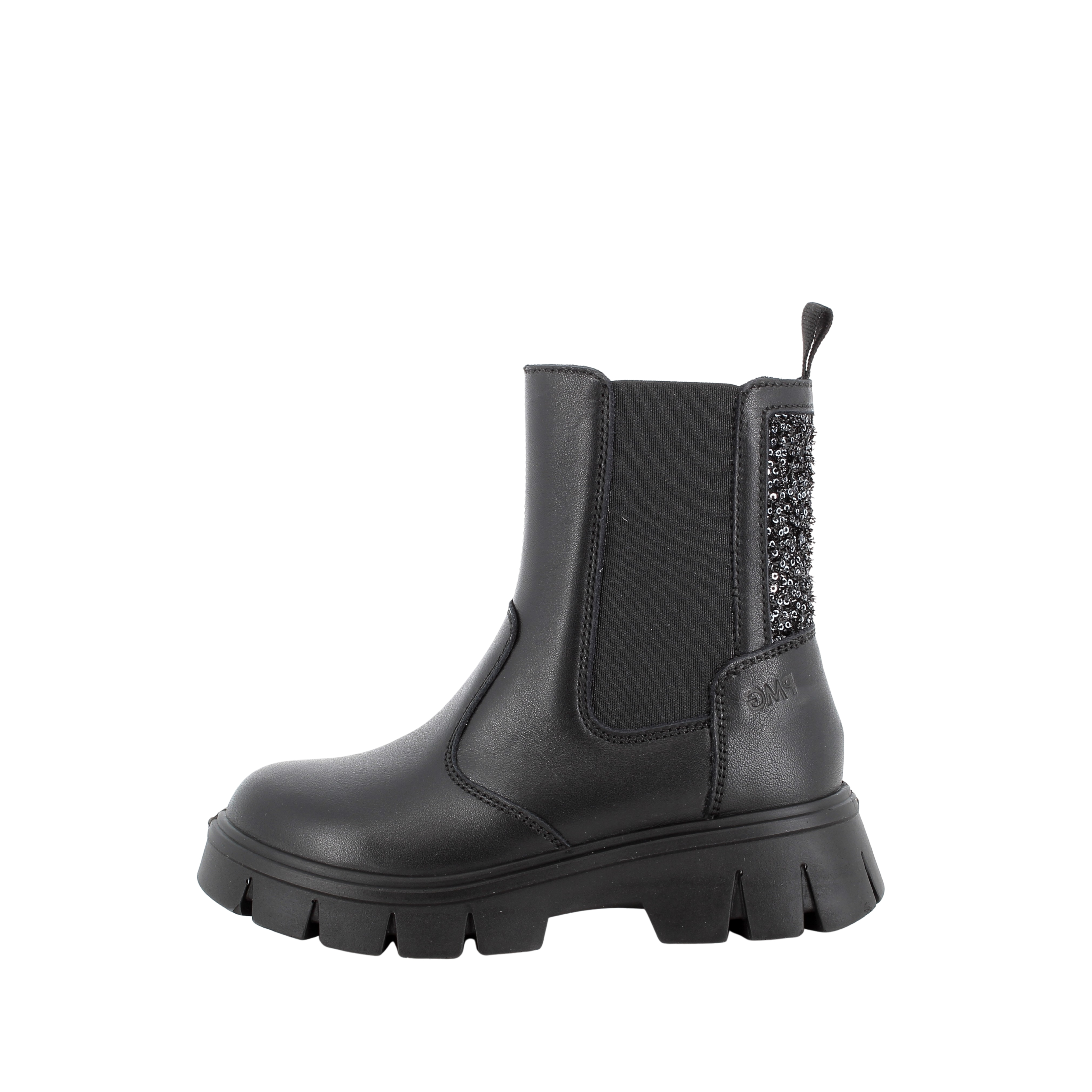 STIVALETTI CHELSEA CON PAILLETTES E SUOLA CHUNKY BAMBINA NER