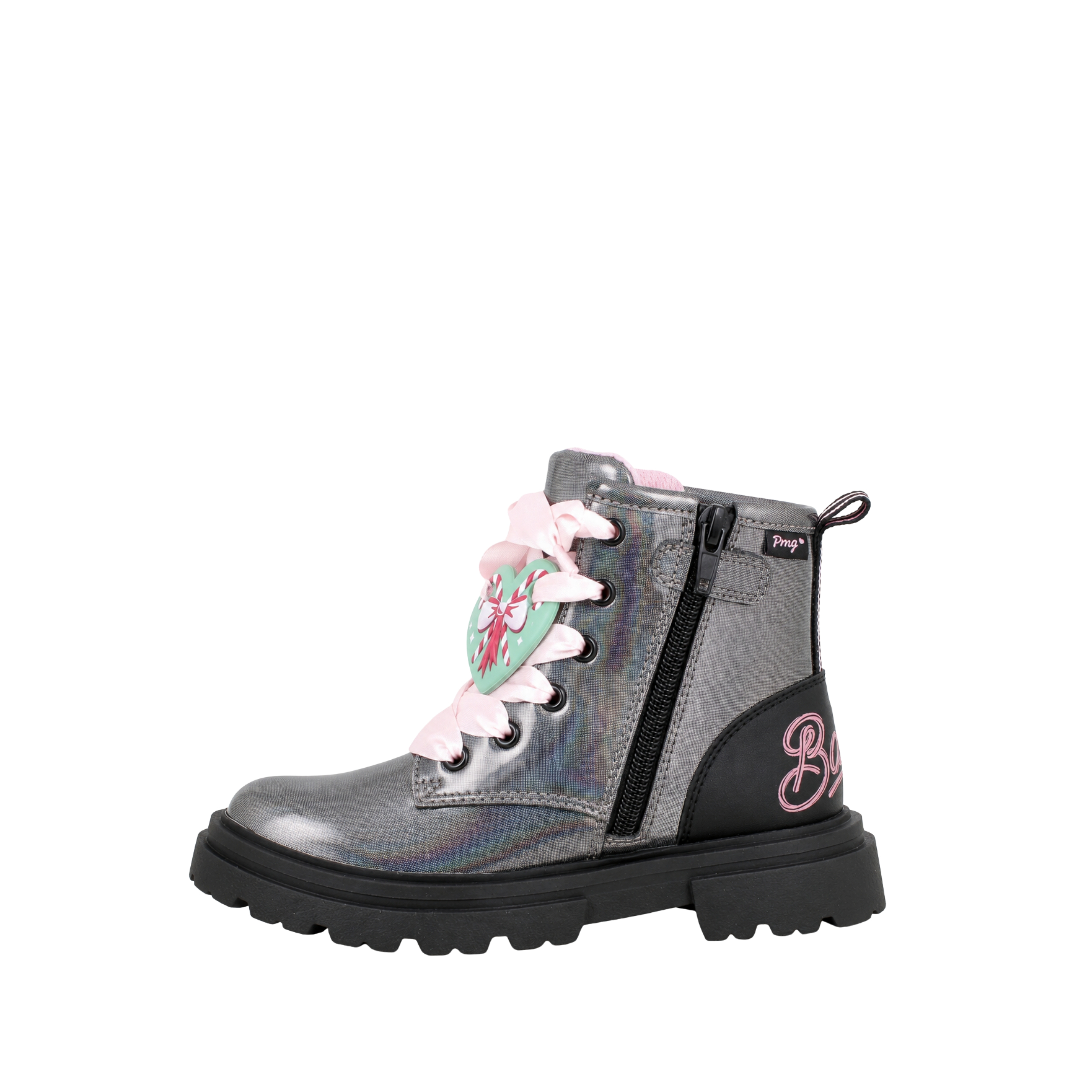 ANFIBI IRIDESCENTI CON LACCI ROSA BAMBINA ARGENTO