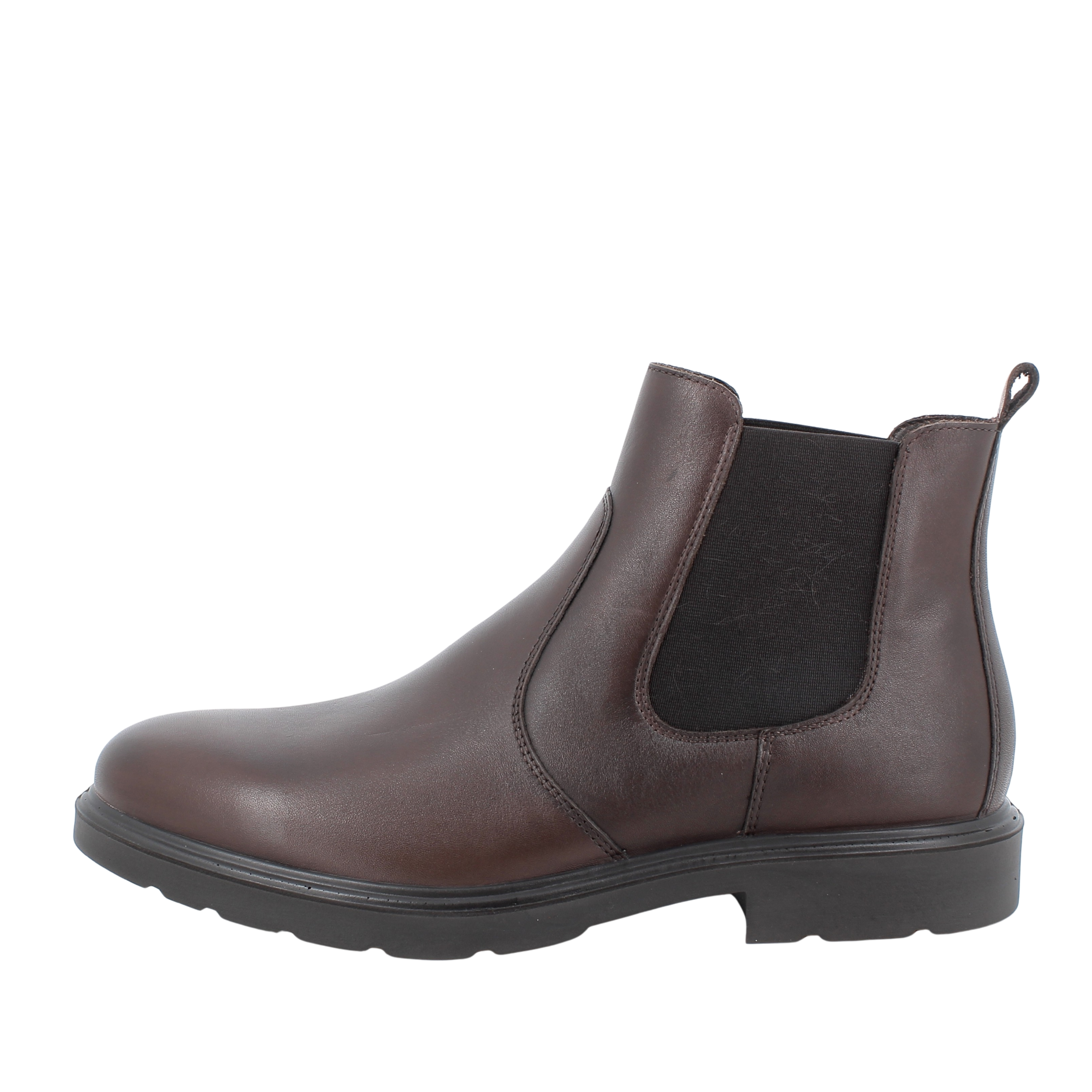 STIVALETTI TACCO BASSO IN PELLE CON INSERTI ELASTICI UOMO MARRONE
