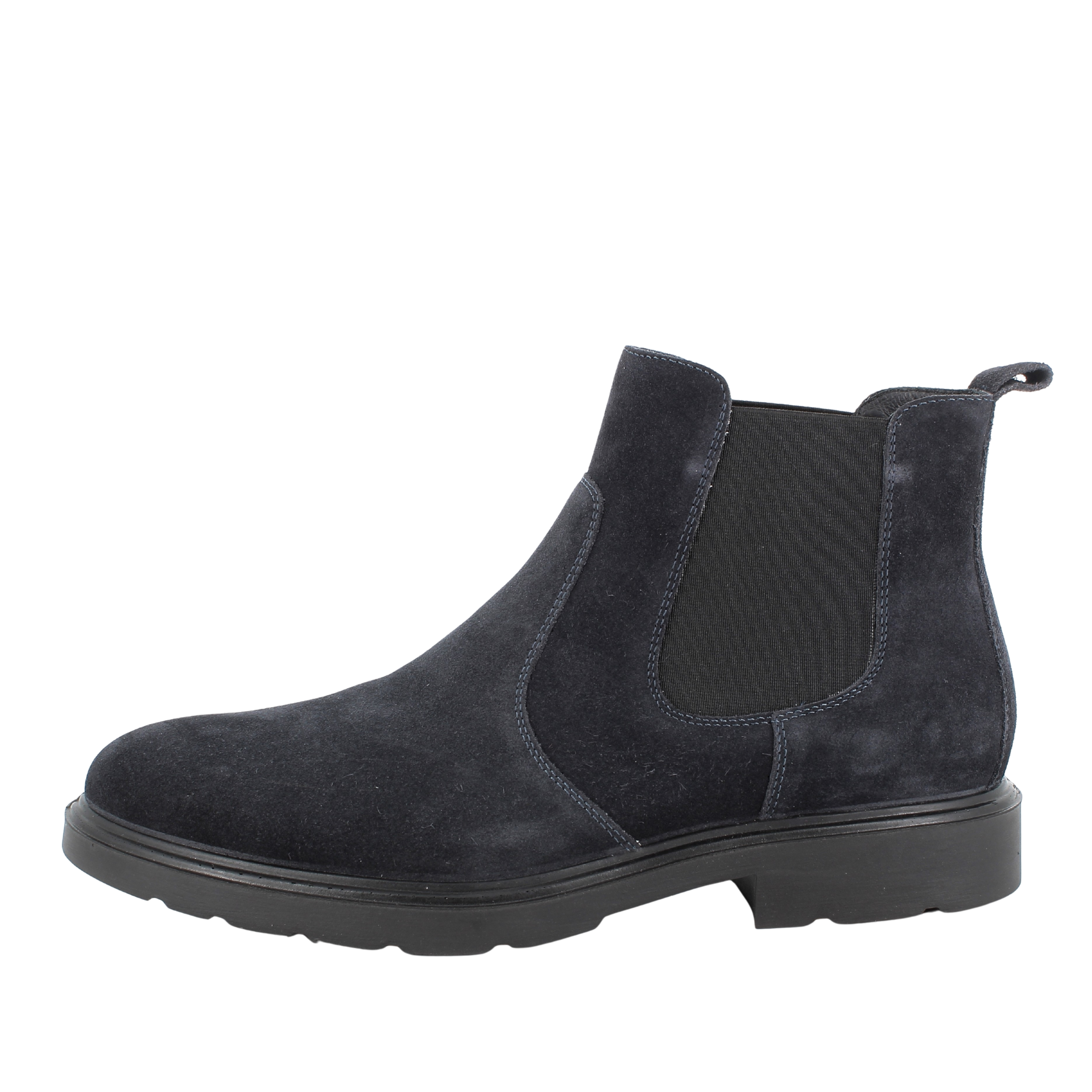 STIVALETTI TACCO BASSO IN PELLE SCAMOSCIATA CON INSERTI ELASTICI UOMO BLU