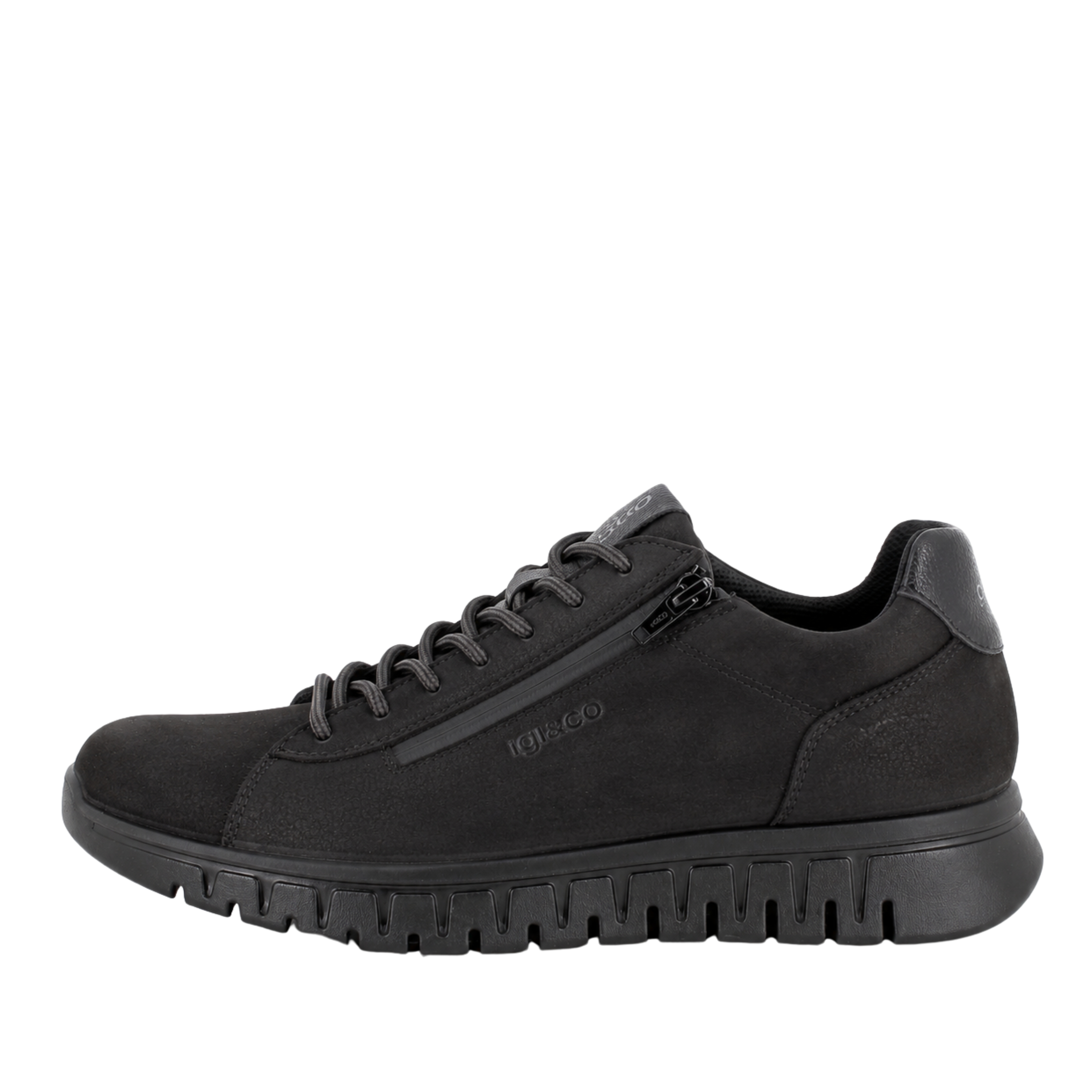 SNEAKERS BASSE IN NABUK CON ZIP UOMO NERO